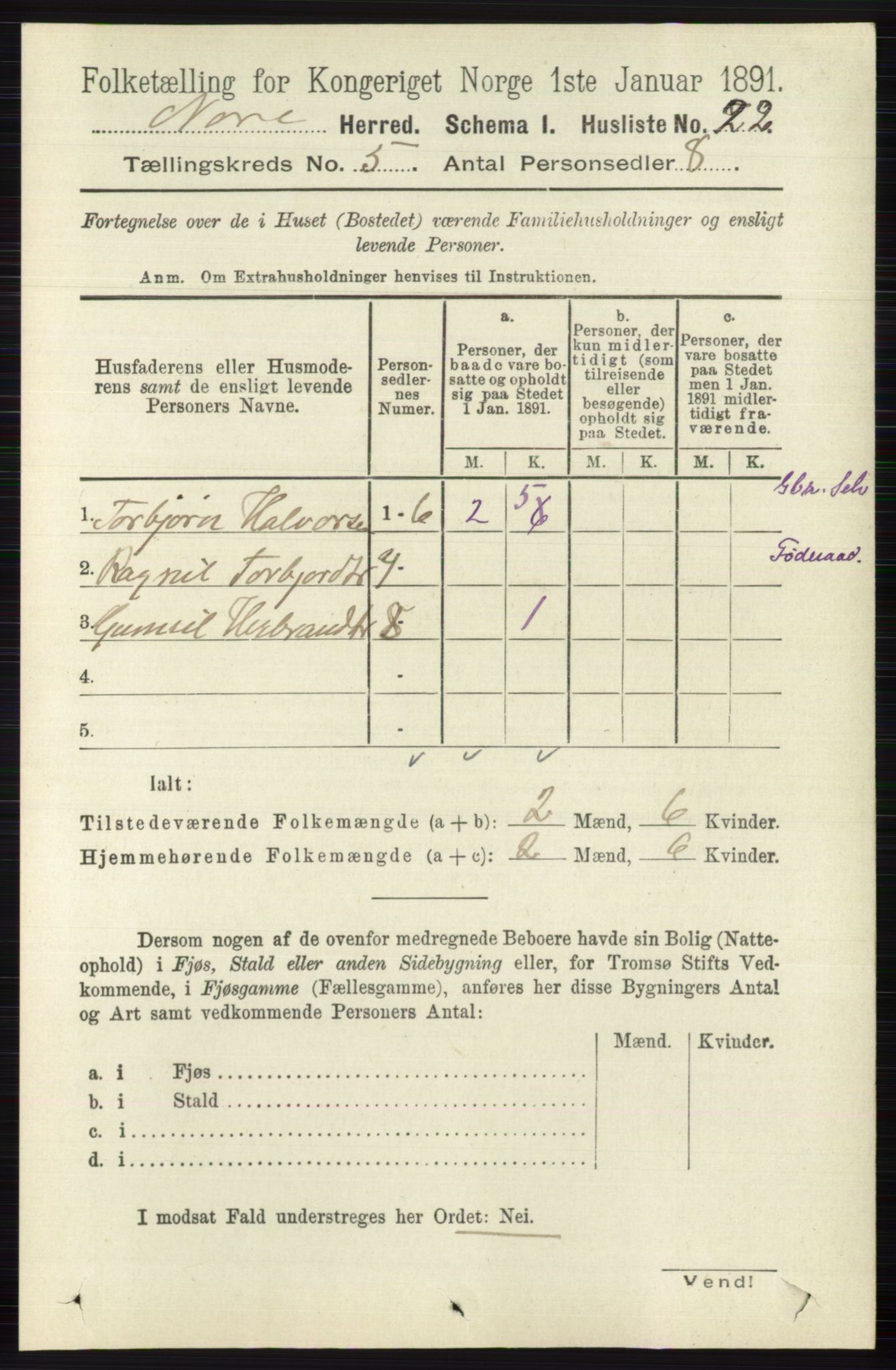 RA, 1891 census for 0633 Nore, 1891, p. 1551