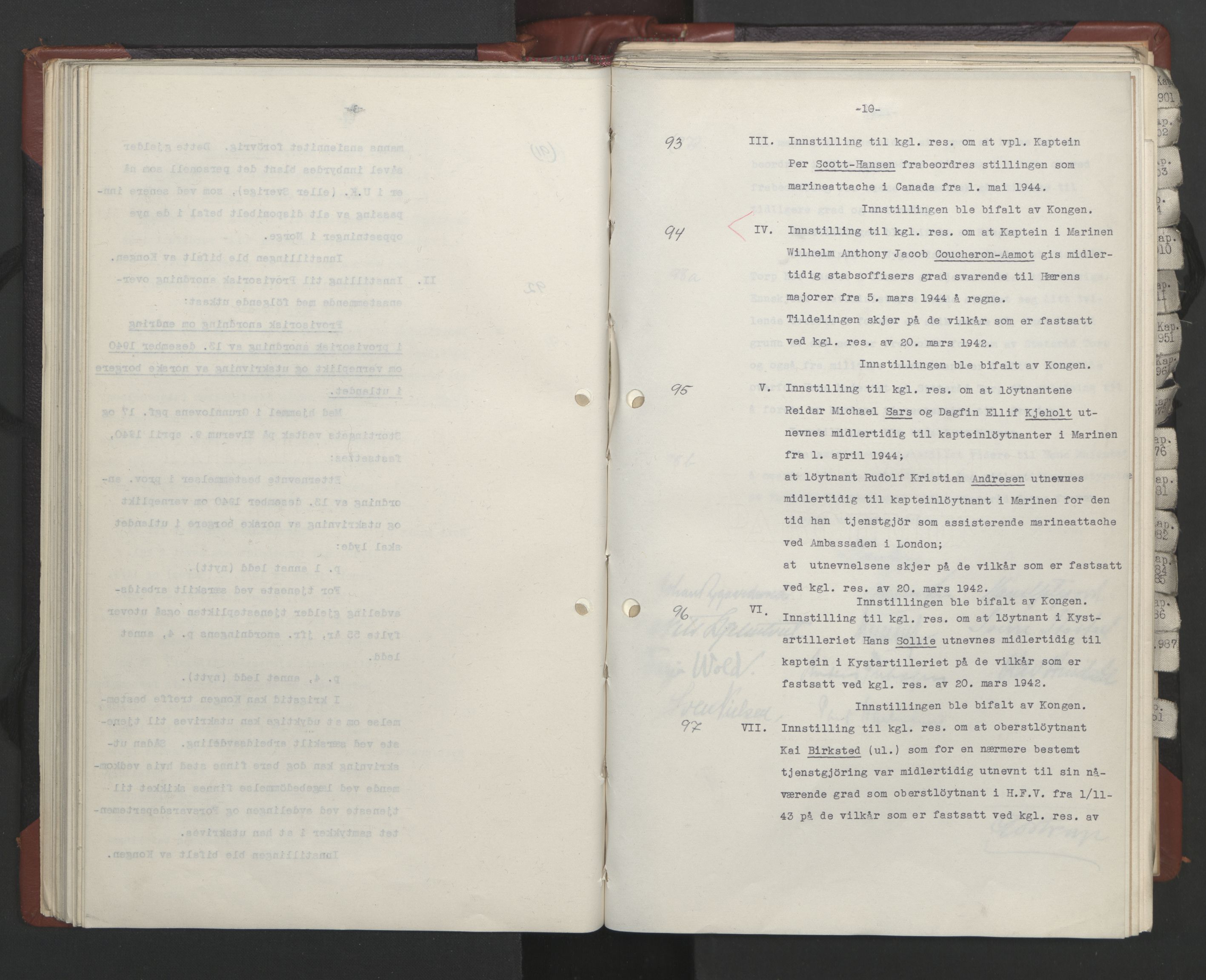 Statsrådssekretariatet, AV/RA-S-1001/A/Ac/L0124: Kgl. res. 14/1-30/6, 1944, p. 102