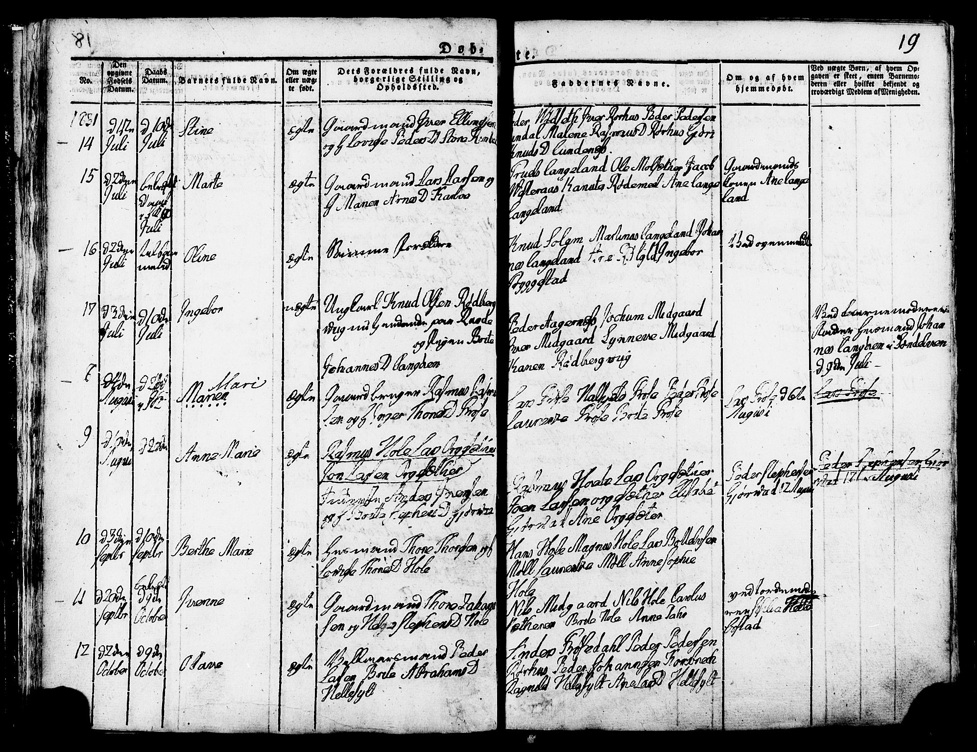 Ministerialprotokoller, klokkerbøker og fødselsregistre - Møre og Romsdal, AV/SAT-A-1454/517/L0221: Parish register (official) no. 517A01, 1827-1858, p. 19