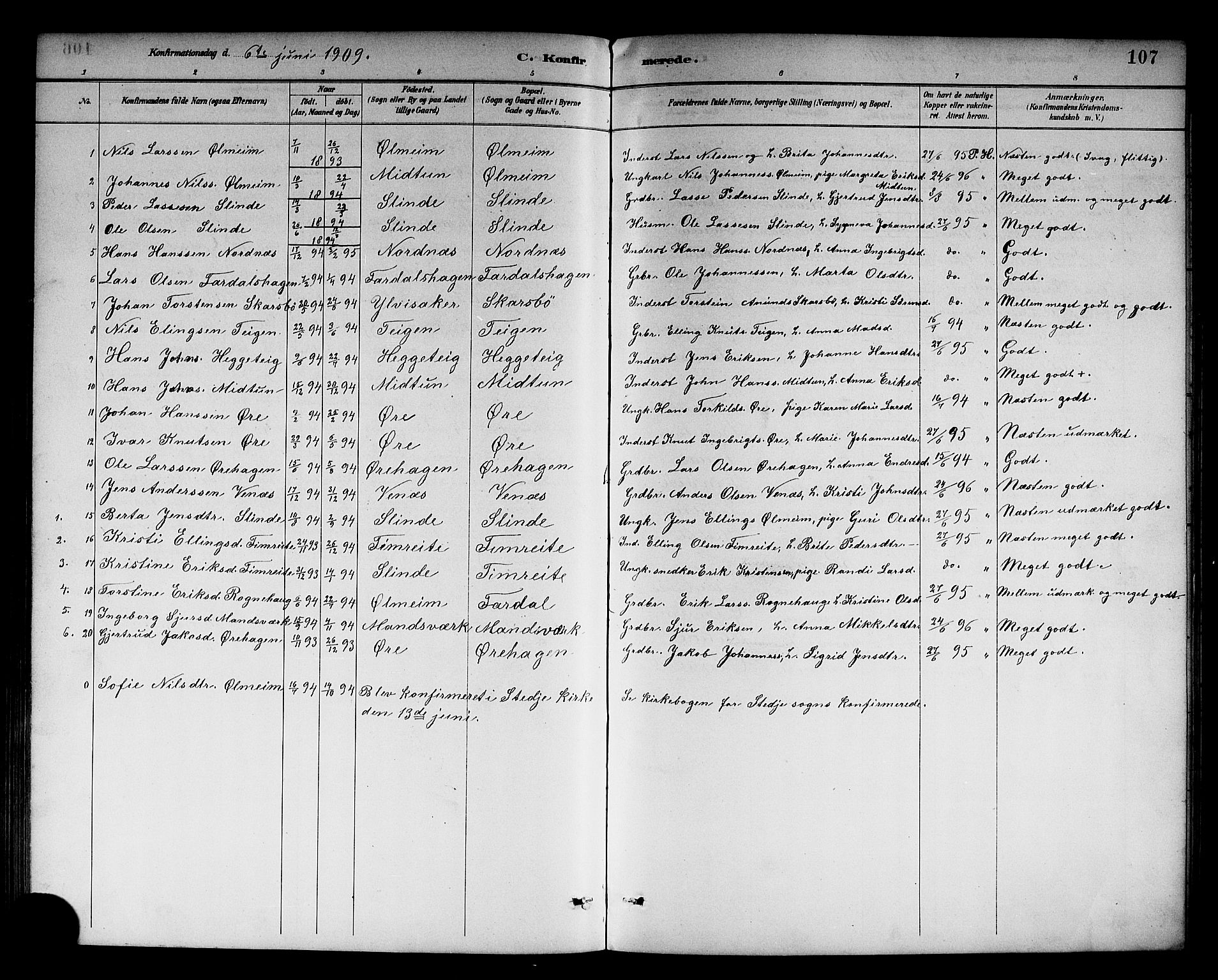 Sogndal sokneprestembete, AV/SAB-A-81301/H/Hab/Habc/L0002: Parish register (copy) no. C 2, 1884-1910, p. 107