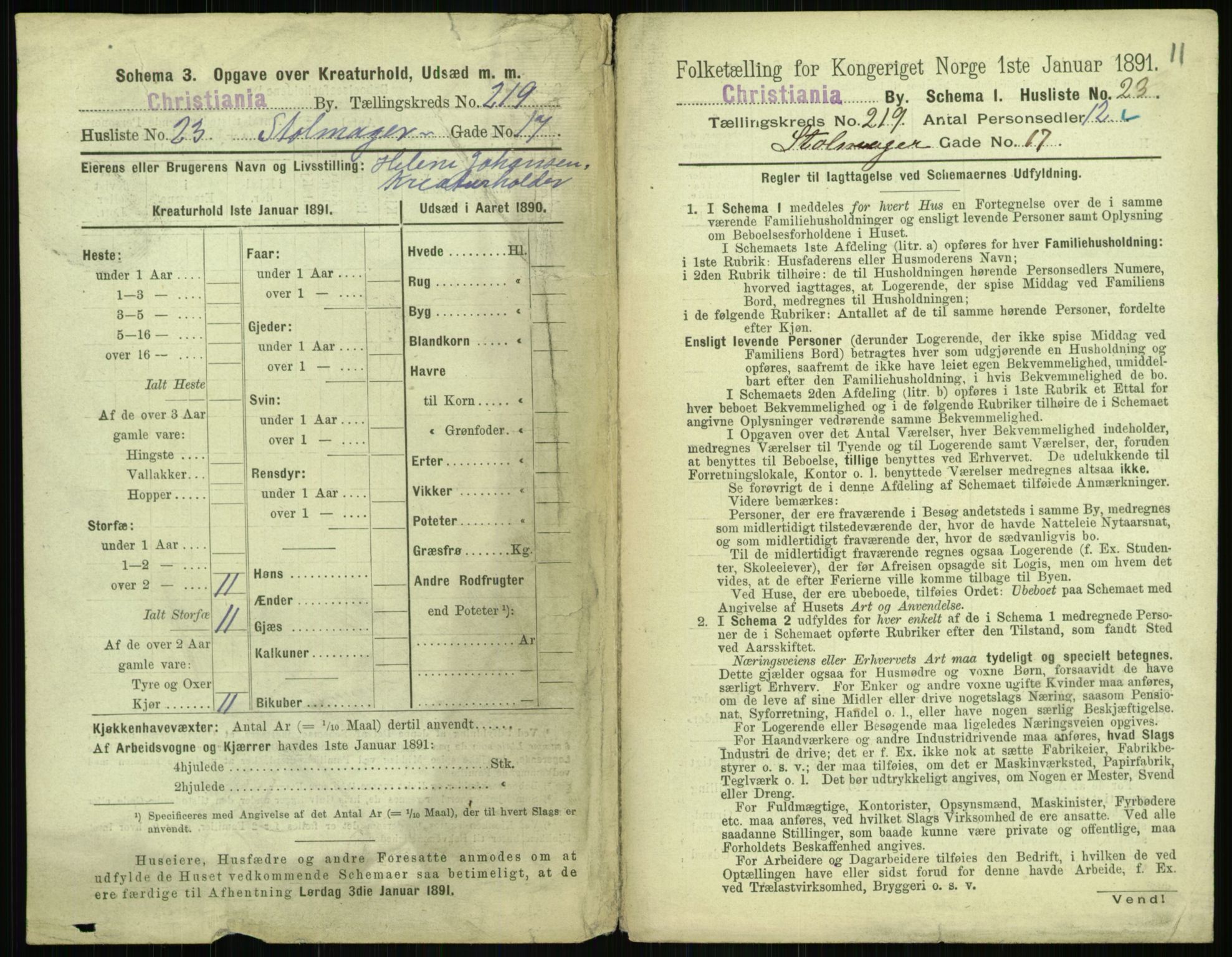 RA, 1891 census for 0301 Kristiania, 1891, p. 129962