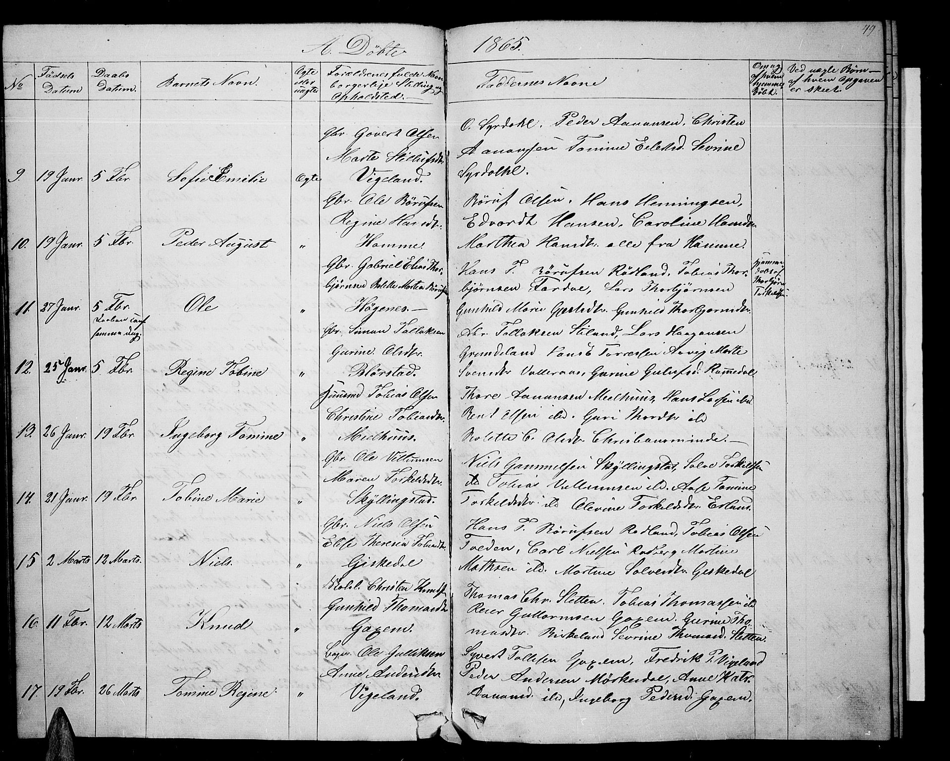 Sør-Audnedal sokneprestkontor, AV/SAK-1111-0039/F/Fb/Fbb/L0003: Parish register (copy) no. B 3, 1859-1868, p. 49