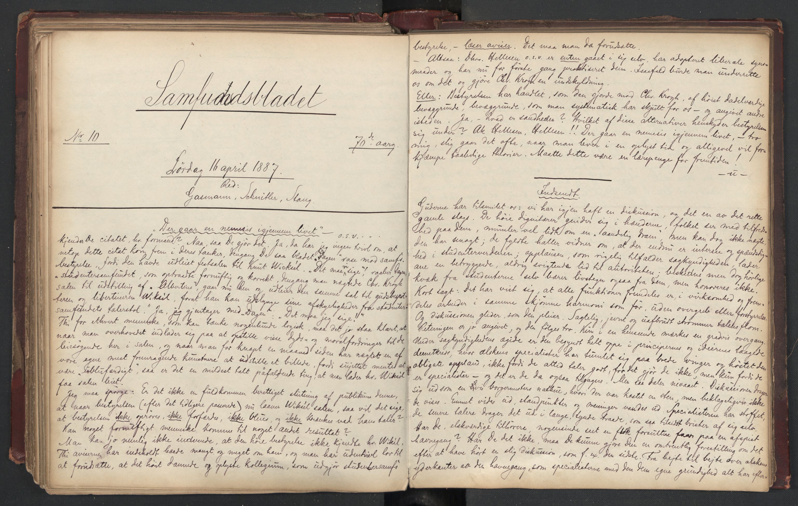 Det Norske Studentersamfund, AV/RA-PA-1322/X/Xa/L0012/0002: -- / Samfundsbladet, 1884-1887, p. 222