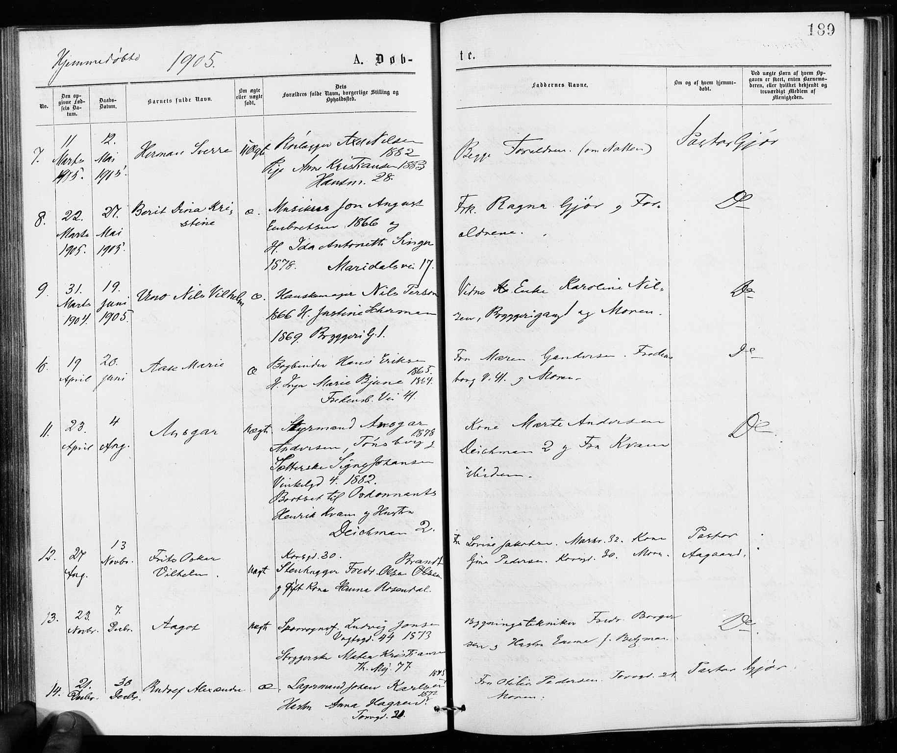 Jakob prestekontor Kirkebøker, SAO/A-10850/F/Fa/L0001: Parish register (official) no. 1, 1875-1924, p. 189