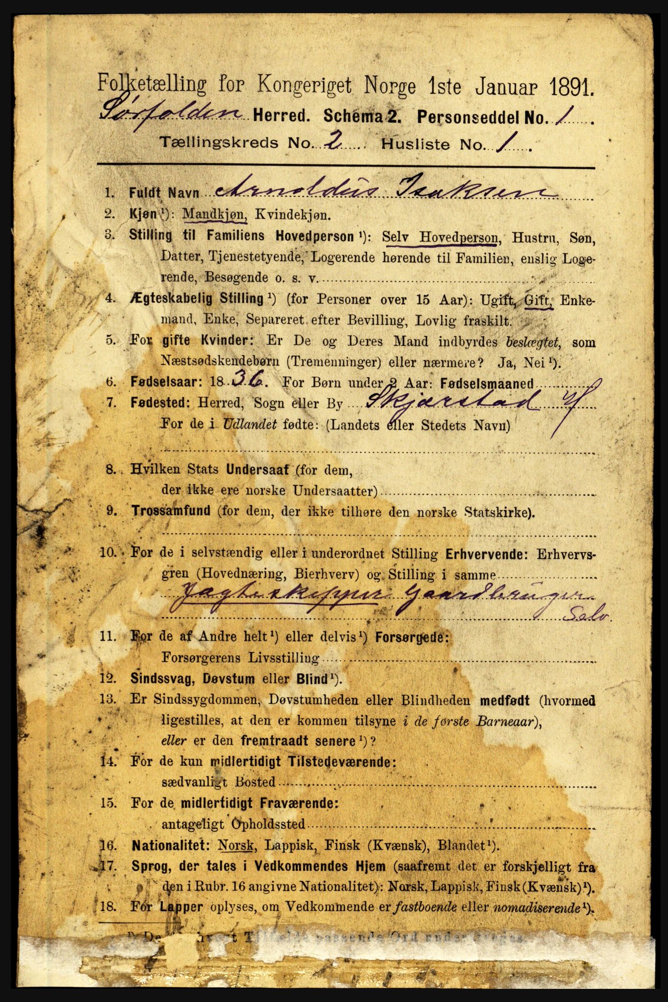 RA, 1891 census for 1845 Sørfold, 1891, p. 202