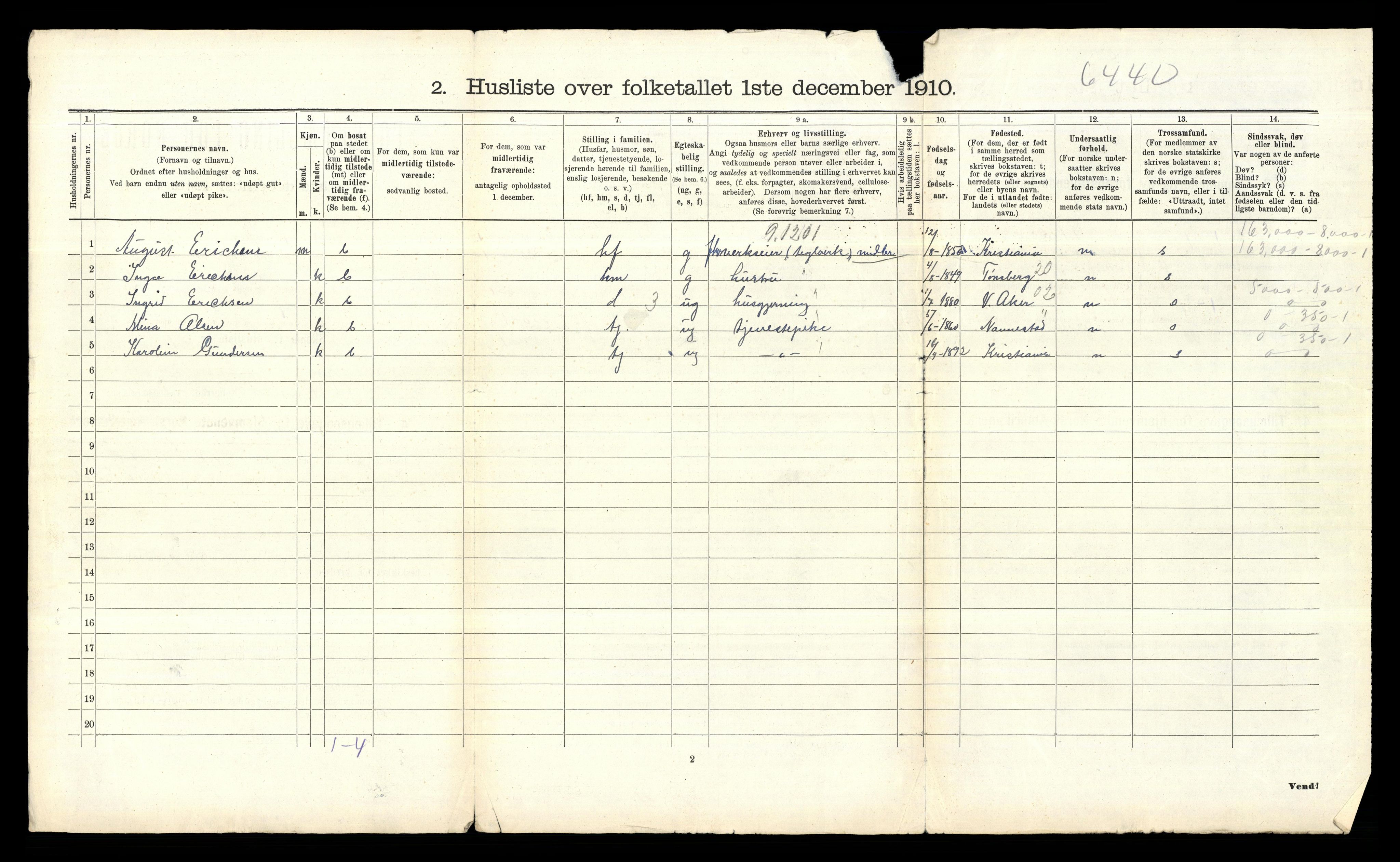 RA, 1910 census for Bærum, 1910, p. 1628