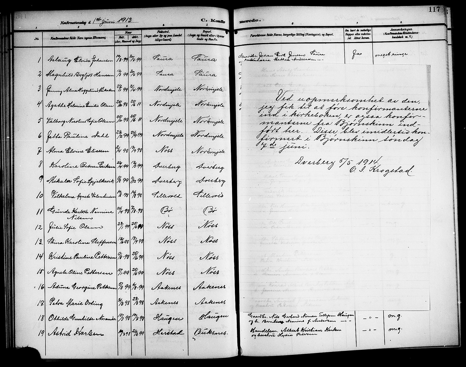 Ministerialprotokoller, klokkerbøker og fødselsregistre - Nordland, SAT/A-1459/897/L1414: Parish register (copy) no. 897C04, 1904-1915, p. 117