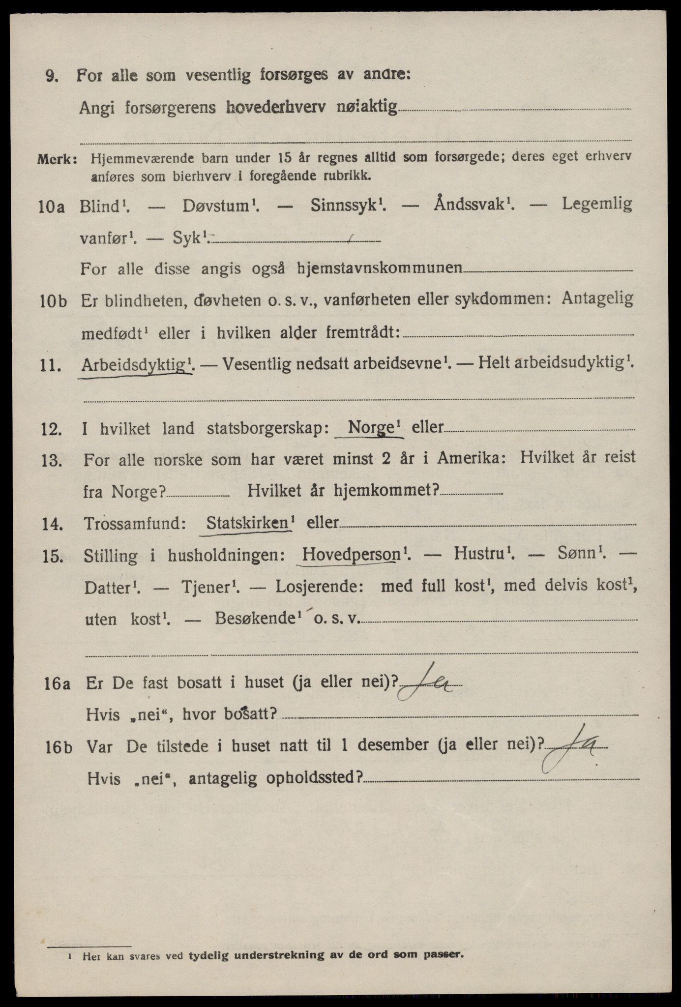 SAST, 1920 census for Nedstrand, 1920, p. 2018