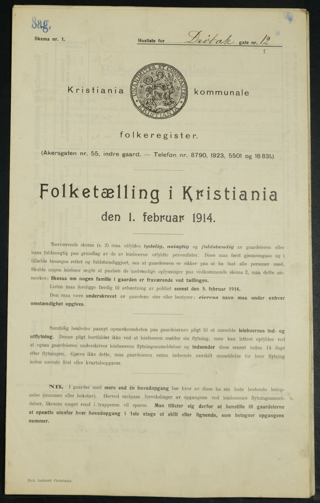 OBA, Municipal Census 1914 for Kristiania, 1914, p. 17602