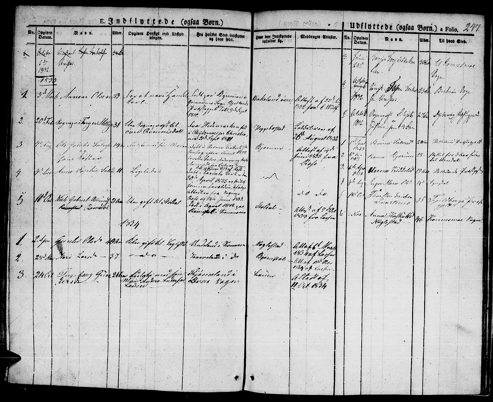 Hægebostad sokneprestkontor, AV/SAK-1111-0024/F/Fa/Faa/L0003: Parish register (official) no. A 3 /1, 1825-1834, p. 247