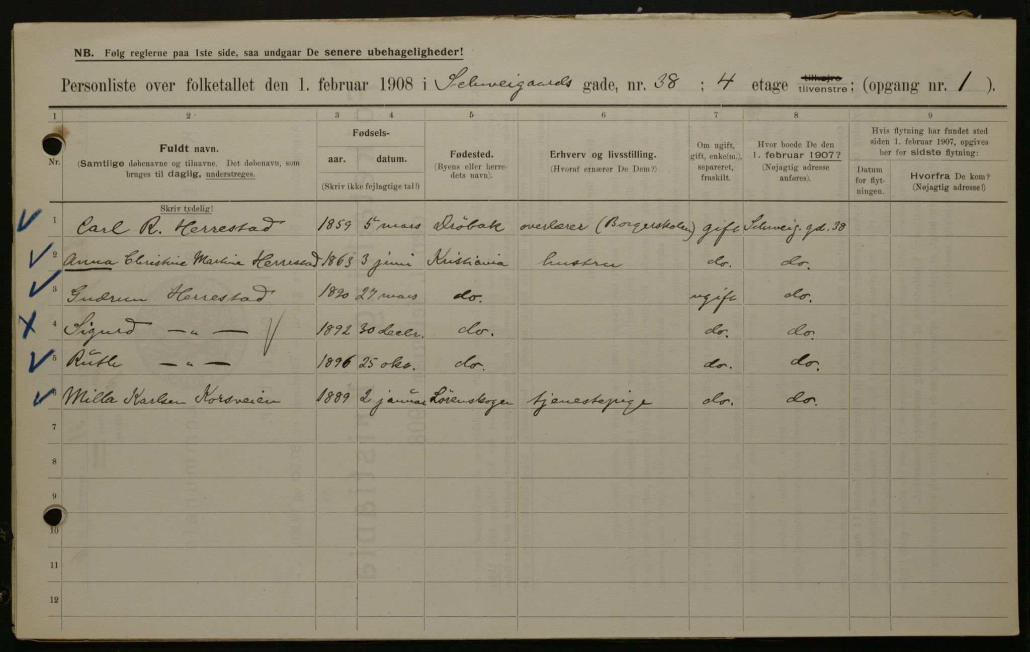 OBA, Municipal Census 1908 for Kristiania, 1908, p. 81833