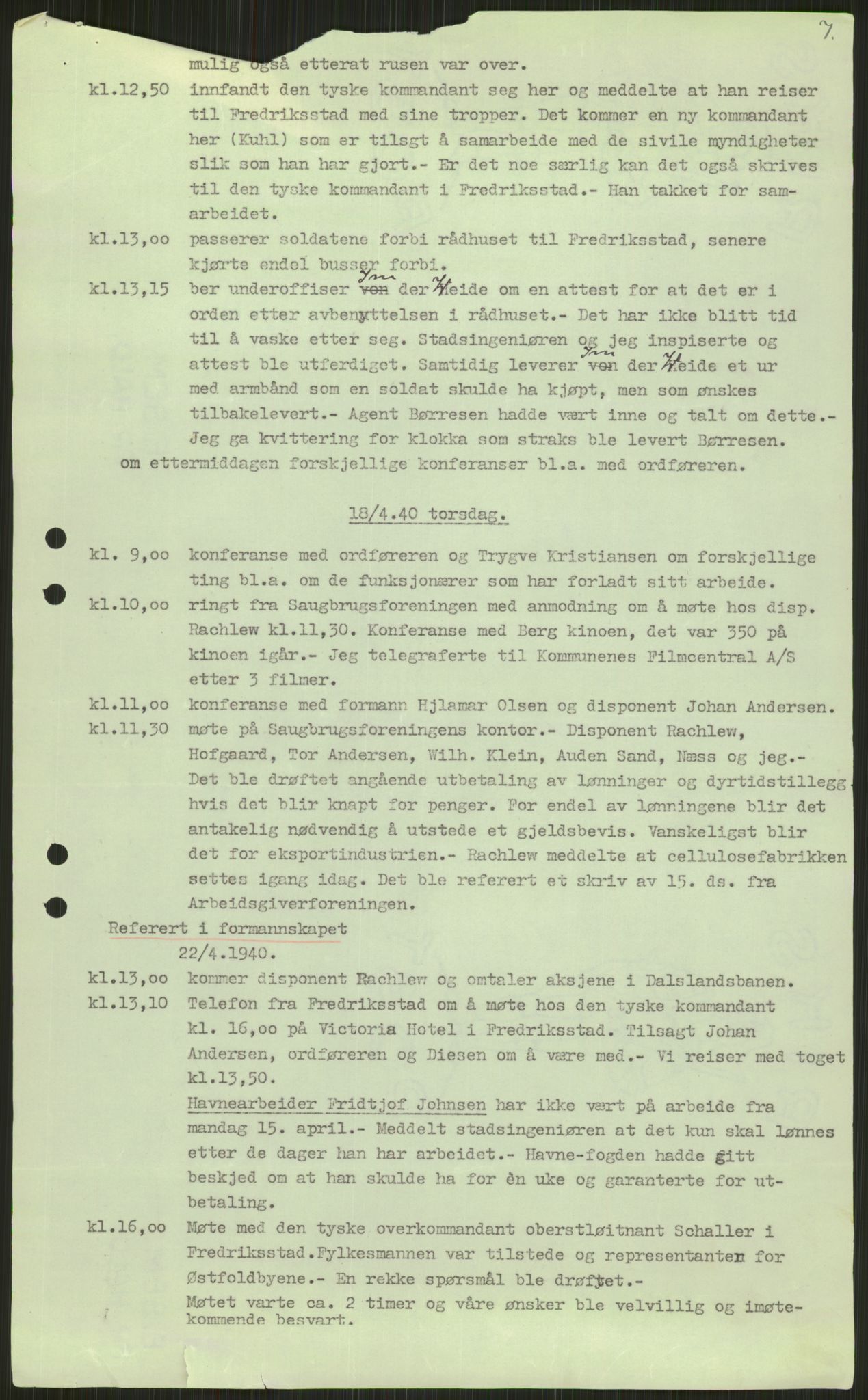 Forsvaret, Forsvarets krigshistoriske avdeling, AV/RA-RAFA-2017/Y/Ya/L0013: II-C-11-31 - Fylkesmenn.  Rapporter om krigsbegivenhetene 1940., 1940, p. 73