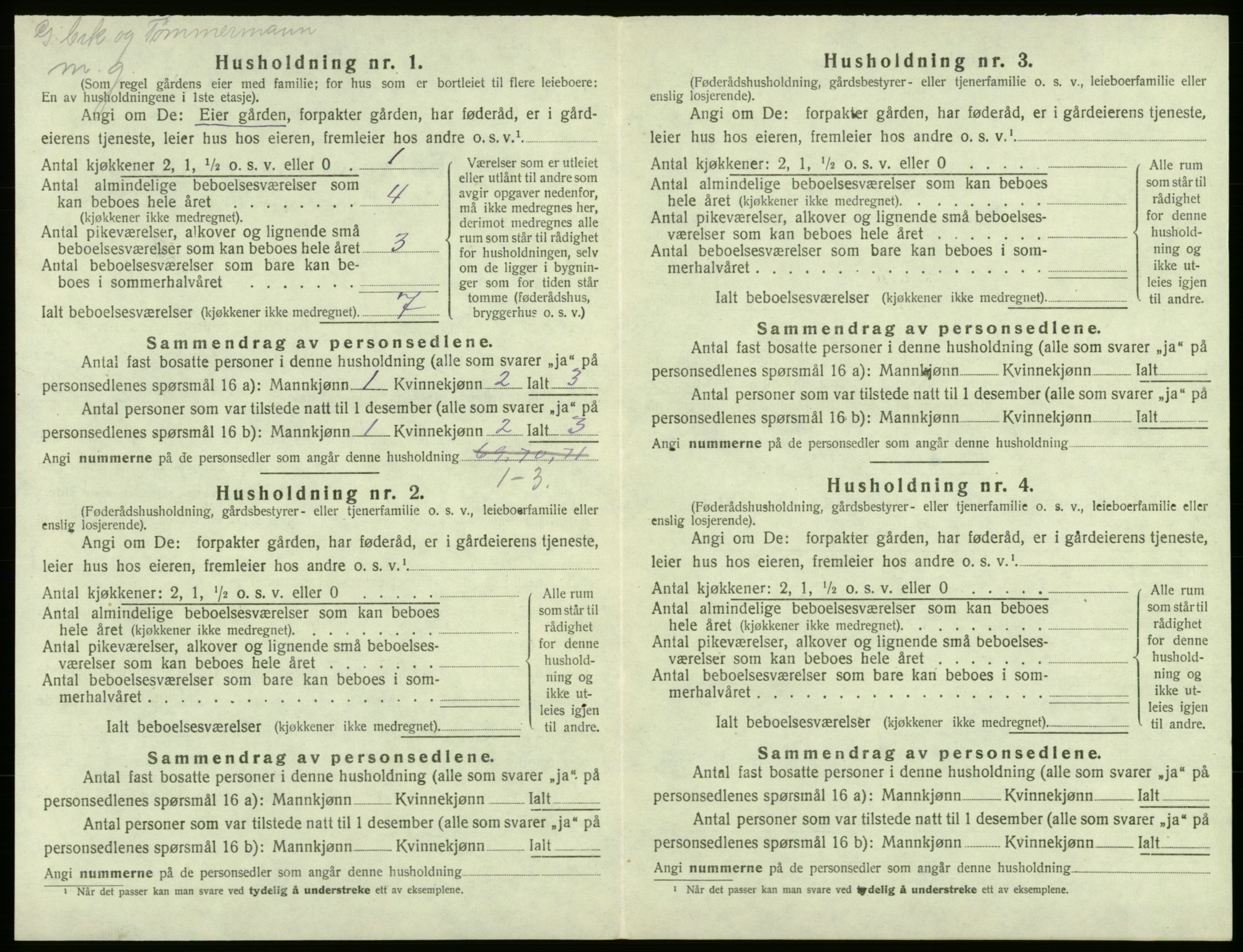 SAB, 1920 census for Bremnes, 1920, p. 647