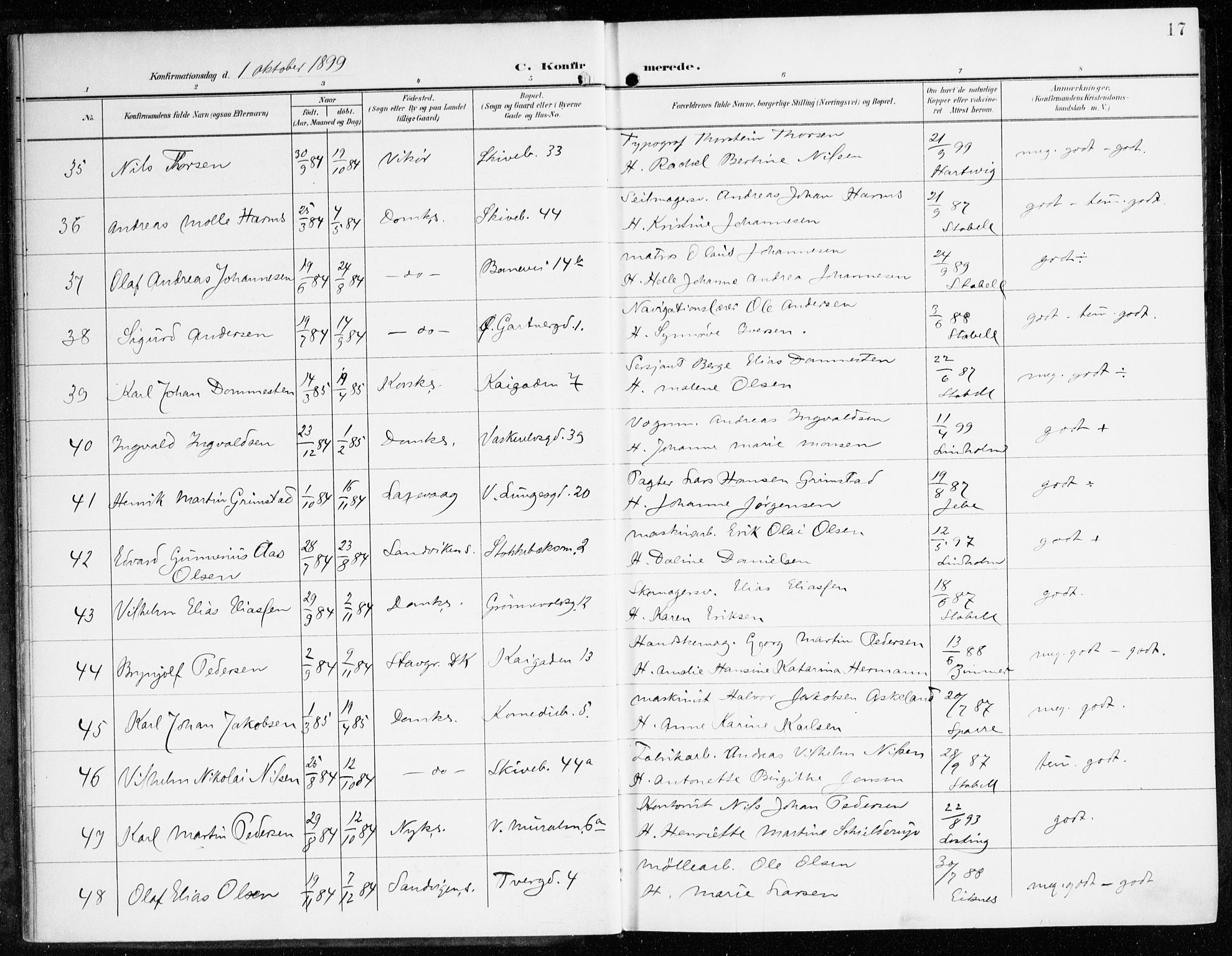 Domkirken sokneprestembete, AV/SAB-A-74801/H/Haa/L0031: Parish register (official) no. C 6, 1898-1915, p. 17