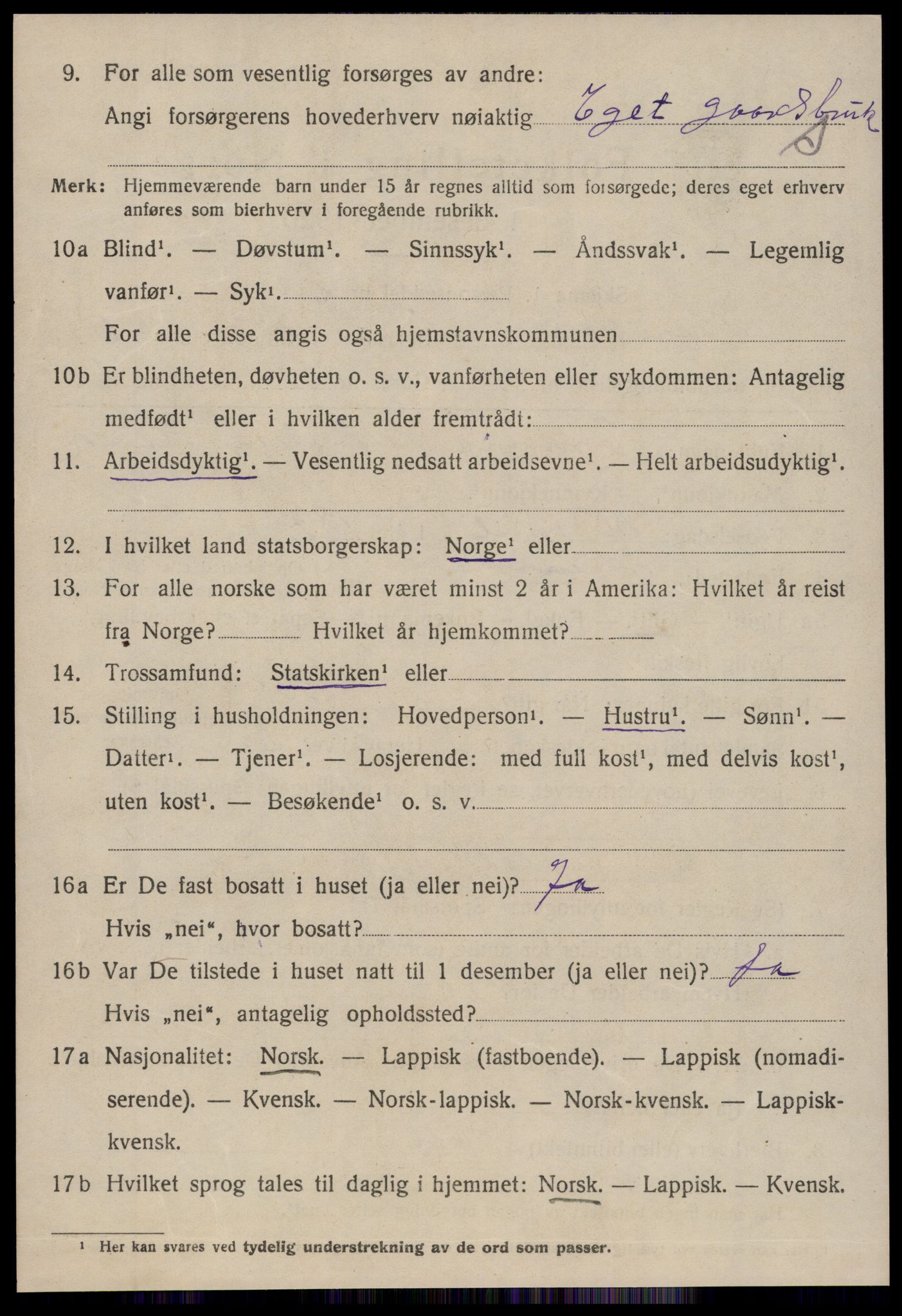 SAT, 1920 census for Kvenvær, 1920, p. 1889