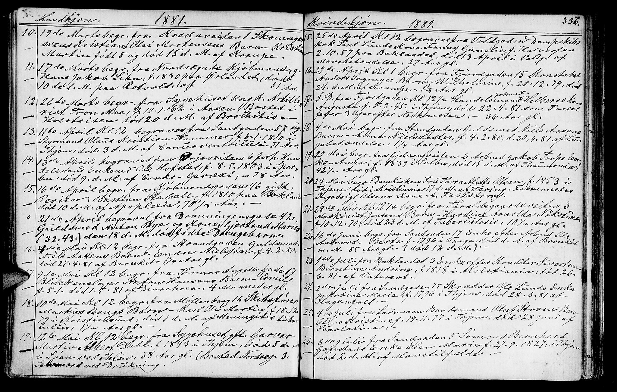 Ministerialprotokoller, klokkerbøker og fødselsregistre - Sør-Trøndelag, SAT/A-1456/602/L0142: Parish register (copy) no. 602C10, 1872-1894, p. 337