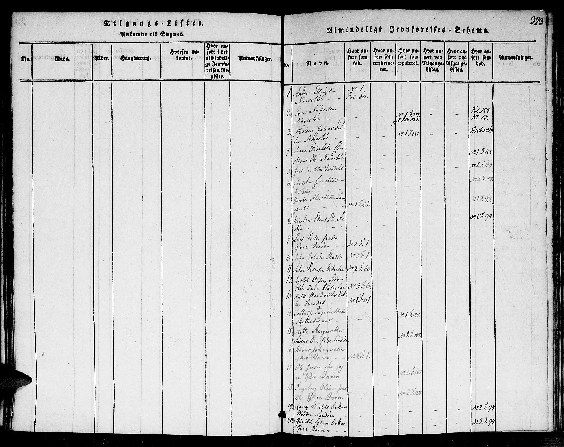Dypvåg sokneprestkontor, SAK/1111-0007/F/Fa/Faa/L0003: Parish register (official) no. A 3 /1, 1817-1824, p. 323
