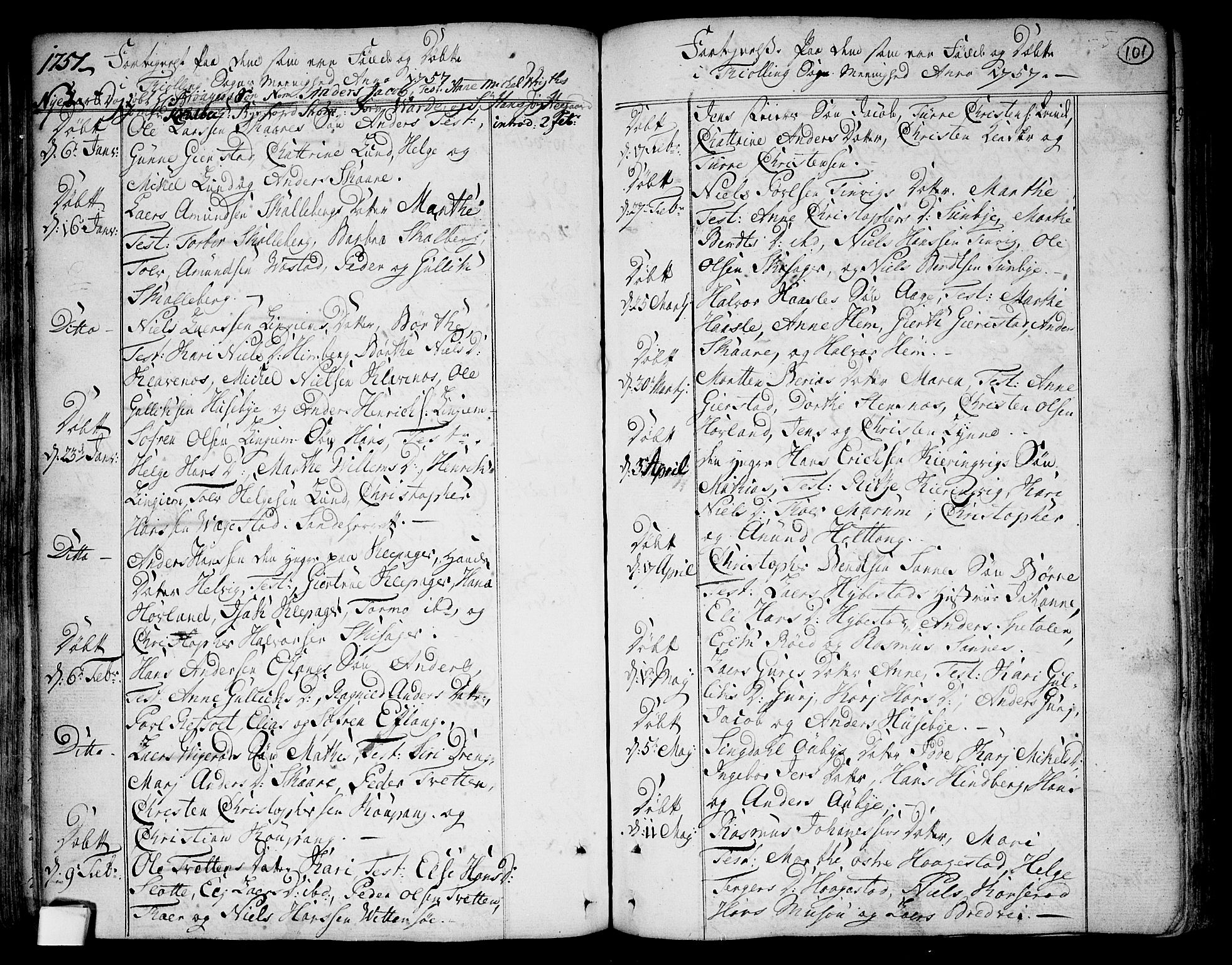 Tjølling kirkebøker, AV/SAKO-A-60/F/Fa/L0003: Parish register (official) no. 3, 1735-1778, p. 101