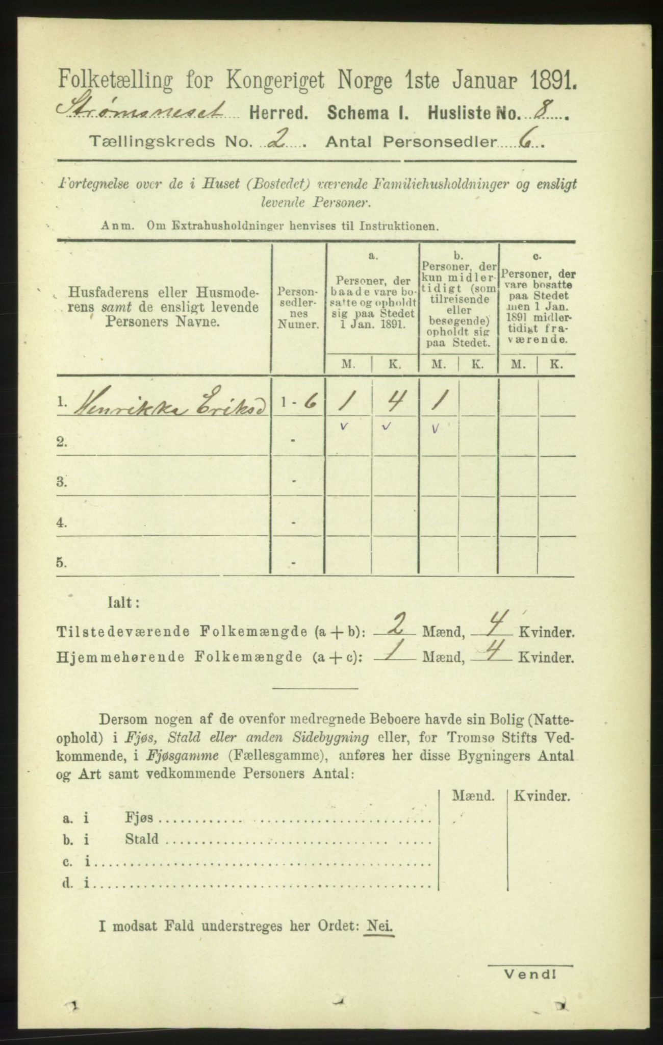 RA, 1891 census for 1559 Straumsnes, 1891, p. 190