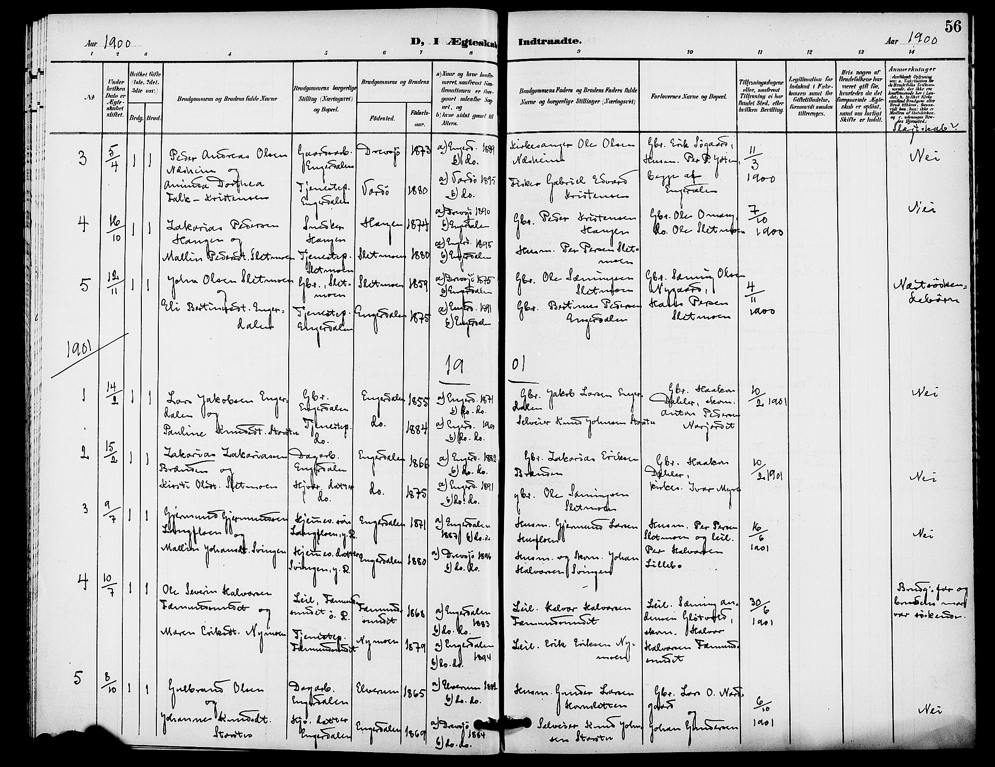Rendalen prestekontor, SAH/PREST-054/H/Ha/Haa/L0008: Parish register (official) no. 8, 1898-1910, p. 56