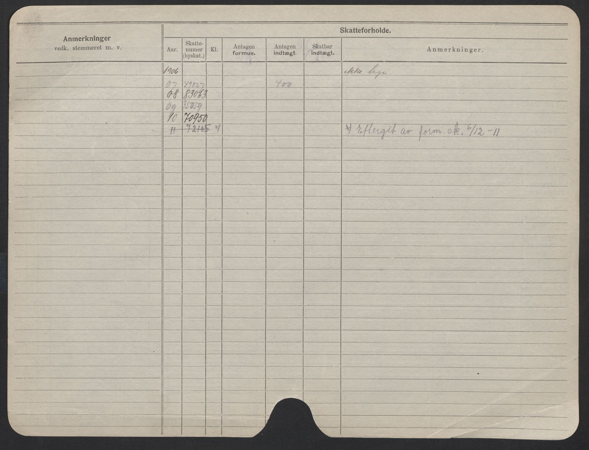 Oslo folkeregister, Registerkort, AV/SAO-A-11715/F/Fa/Fac/L0013: Kvinner, 1906-1914, p. 1251b