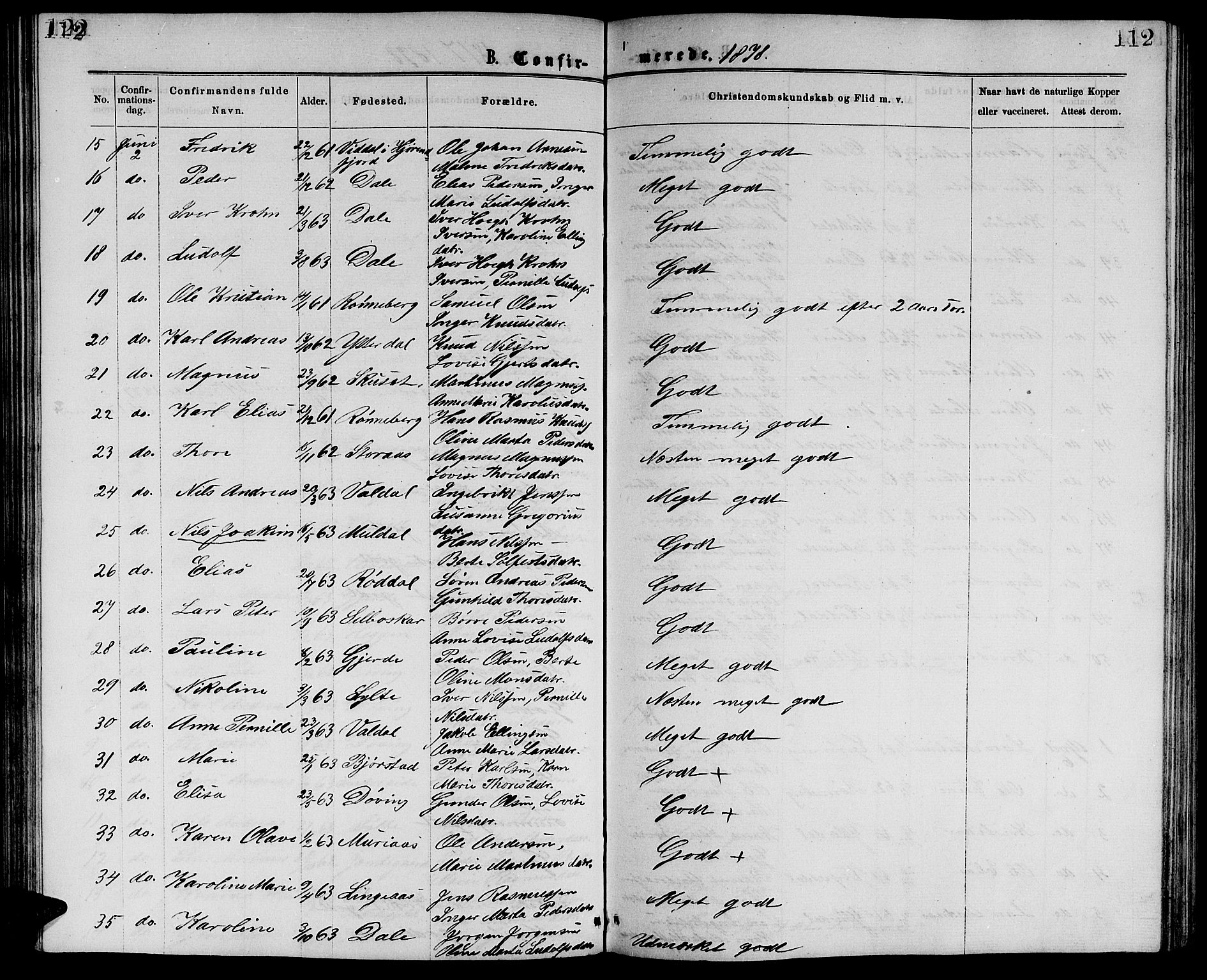 Ministerialprotokoller, klokkerbøker og fødselsregistre - Møre og Romsdal, SAT/A-1454/519/L0262: Parish register (copy) no. 519C03, 1866-1884, p. 112