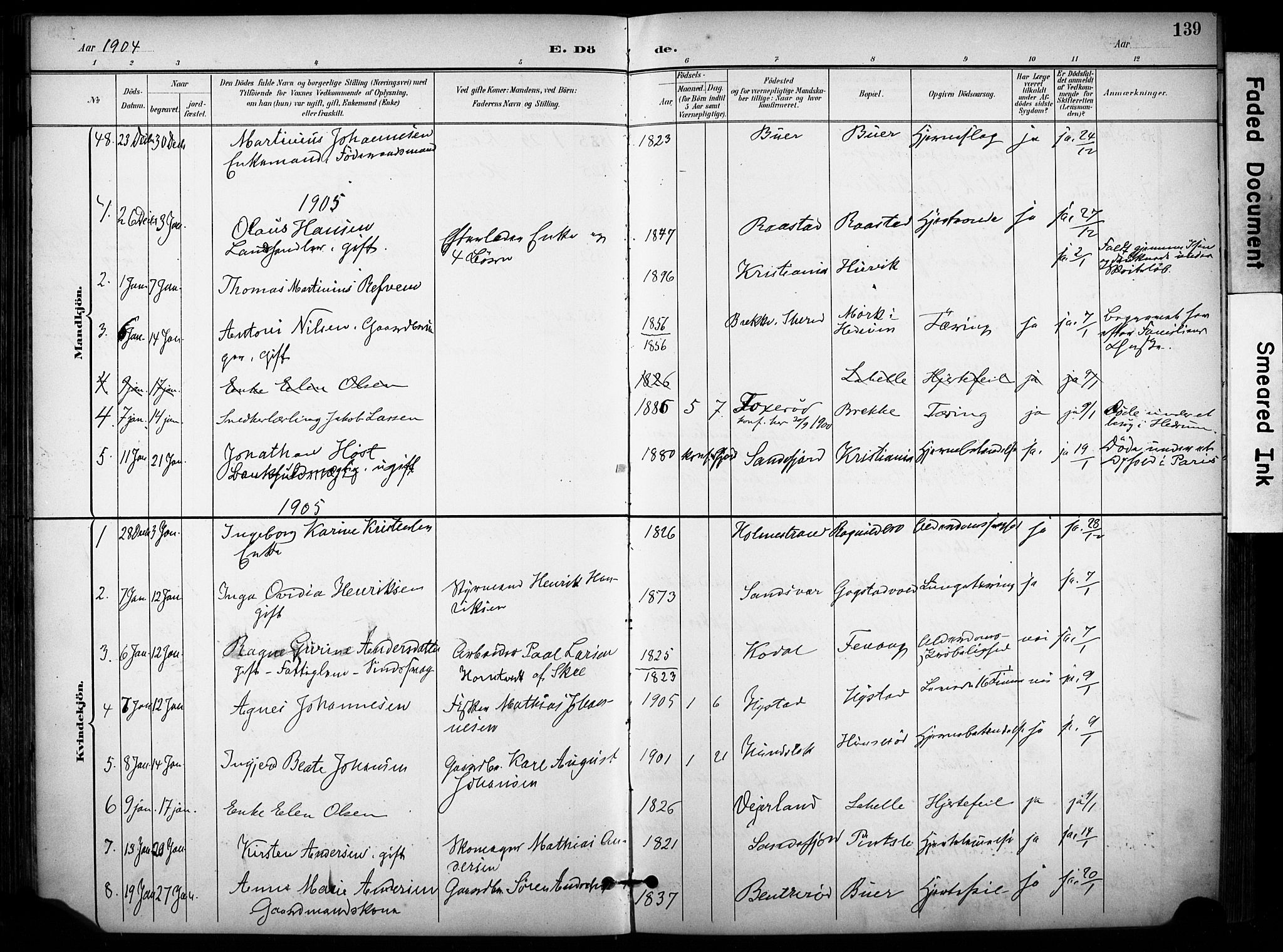 Sandar kirkebøker, SAKO/A-243/F/Fa/L0015: Parish register (official) no. 15, 1896-1907, p. 139