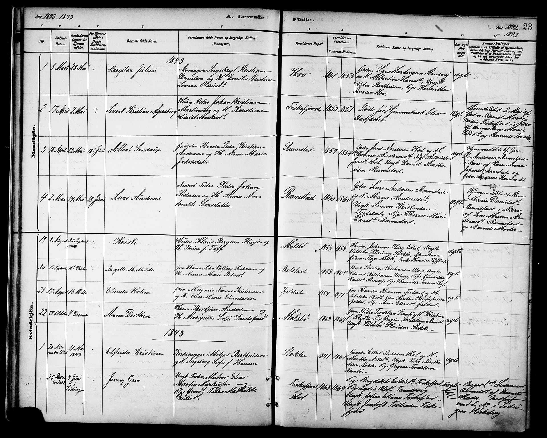 Ministerialprotokoller, klokkerbøker og fødselsregistre - Nordland, SAT/A-1459/865/L0924: Parish register (official) no. 865A02, 1885-1896, p. 23