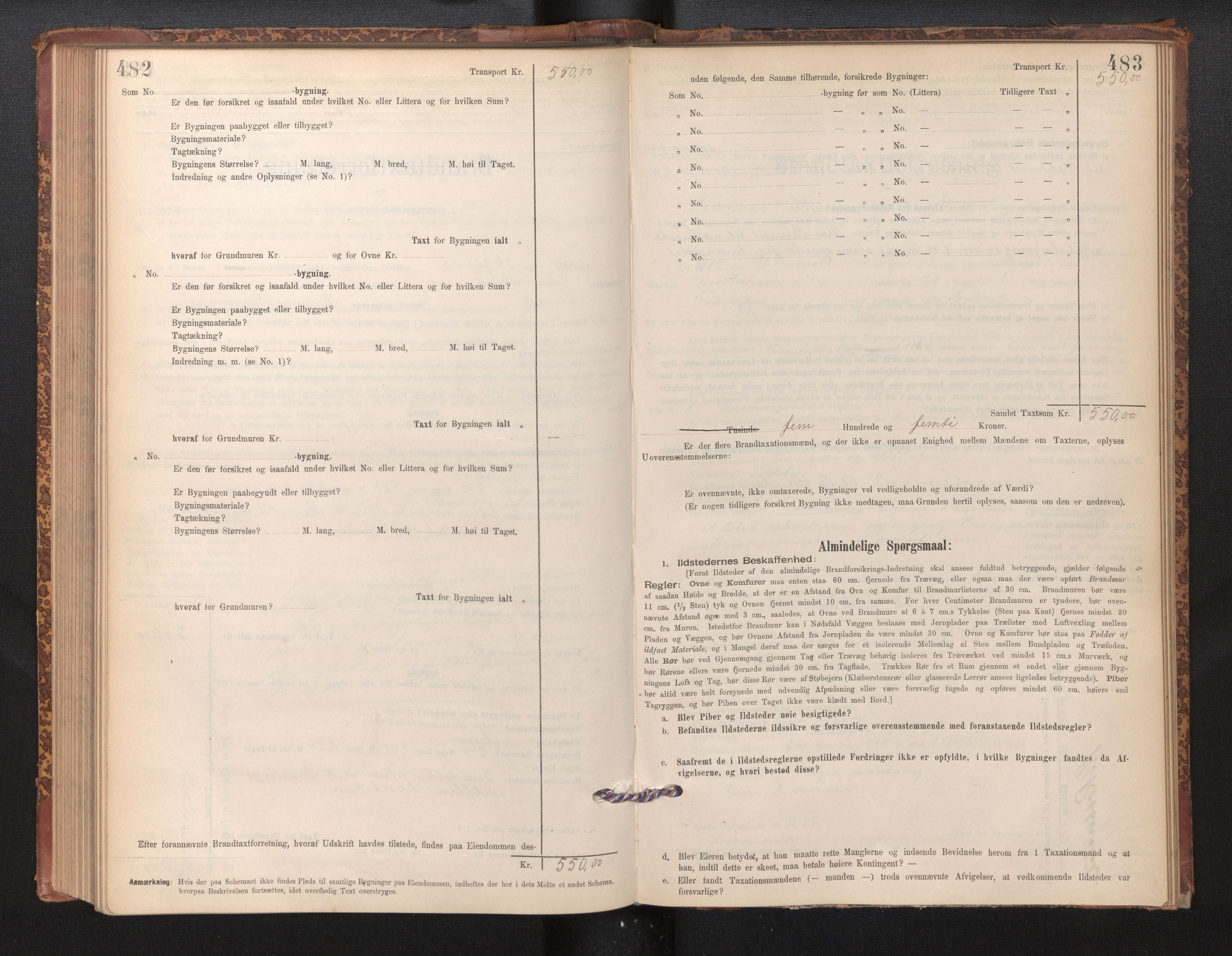 Lensmannen i Finnås, AV/SAB-A-31901/0012/L0002: Branntakstprotokoll, skjematakst, 1894-1954, p. 482-483