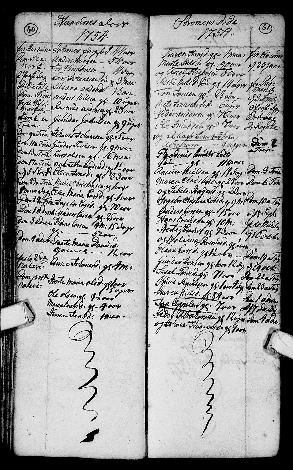 Hurum kirkebøker, AV/SAKO-A-229/F/Fa/L0004: Parish register (official) no. 4, 1733-1757, p. 60-61