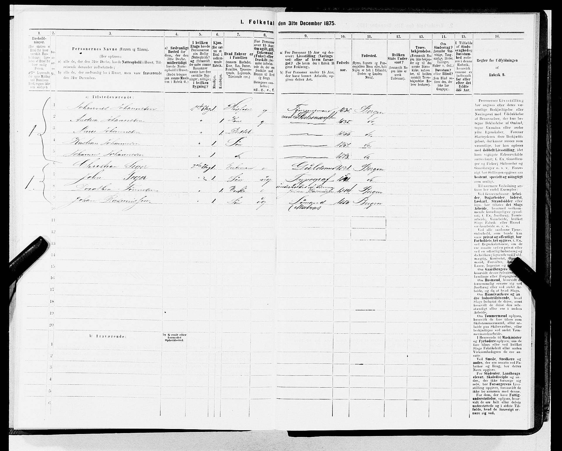 SAB, 1875 census for 1301 Bergen, 1875, p. 2209