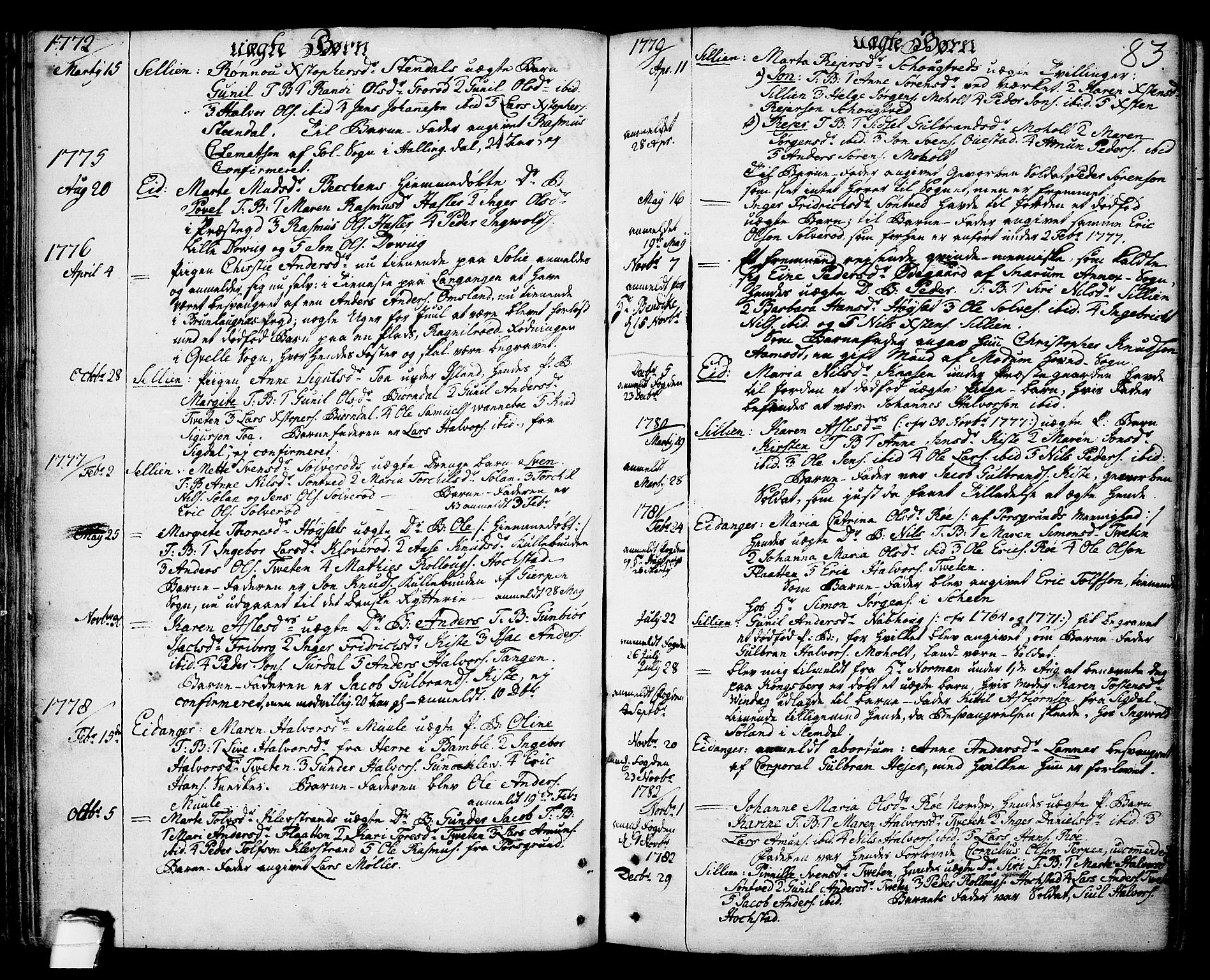 Eidanger kirkebøker, SAKO/A-261/F/Fa/L0006: Parish register (official) no. 6, 1764-1814, p. 83