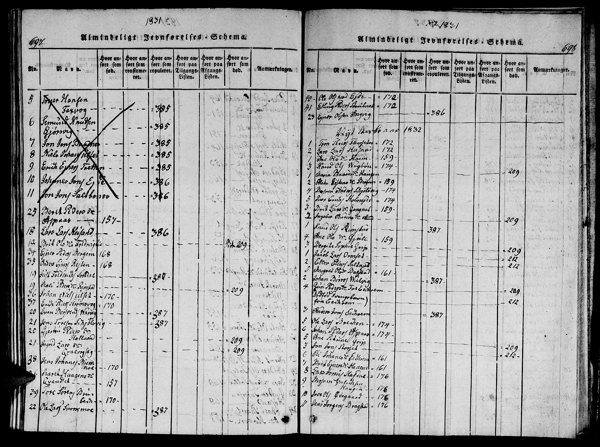 Ministerialprotokoller, klokkerbøker og fødselsregistre - Møre og Romsdal, AV/SAT-A-1454/586/L0990: Parish register (copy) no. 586C01, 1819-1837, p. 697-698