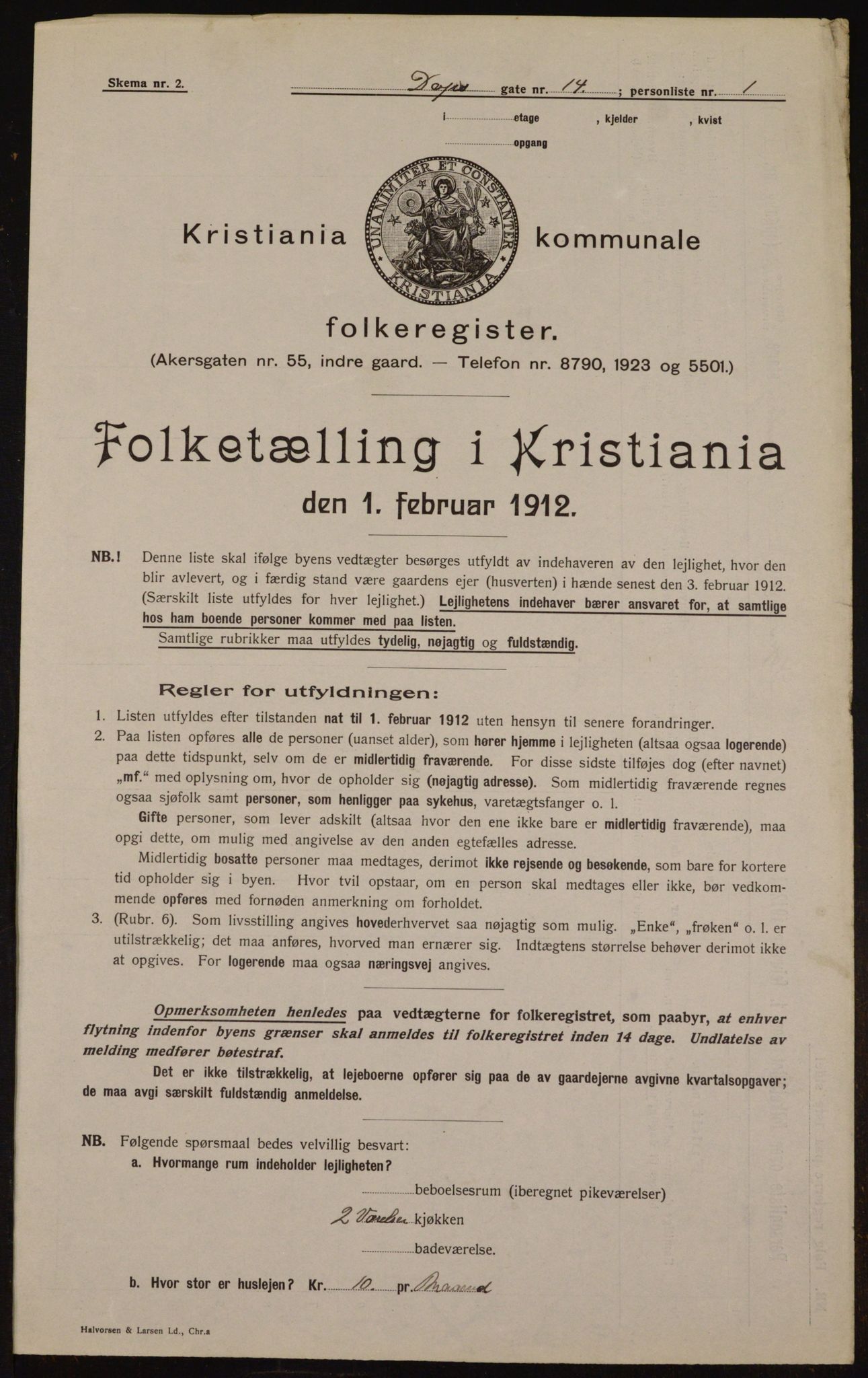 OBA, Municipal Census 1912 for Kristiania, 1912, p. 15909