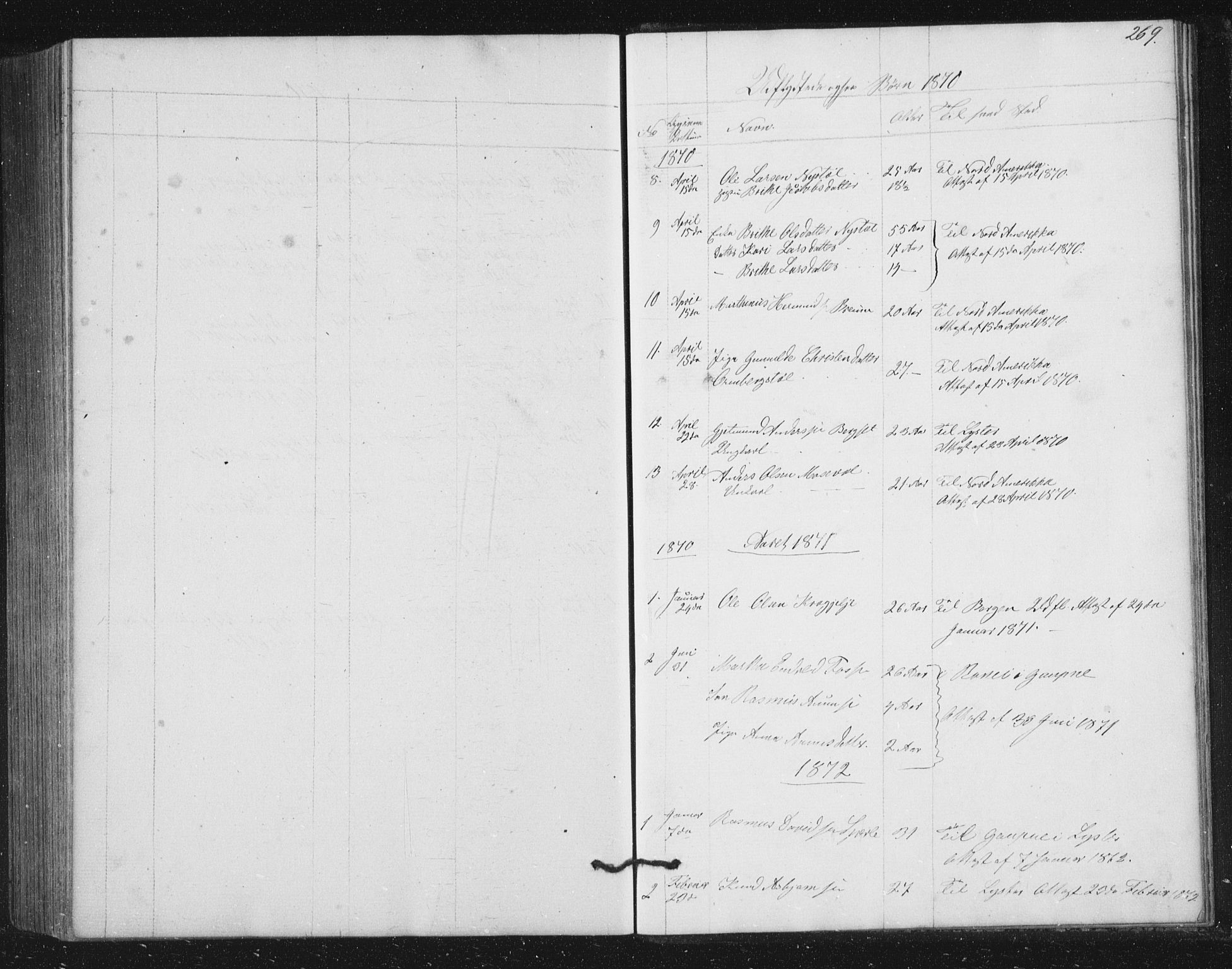Jostedal sokneprestembete, SAB/A-80601/H/Hab/Haba/L0001: Parish register (copy) no. A 1, 1861-1906, p. 269