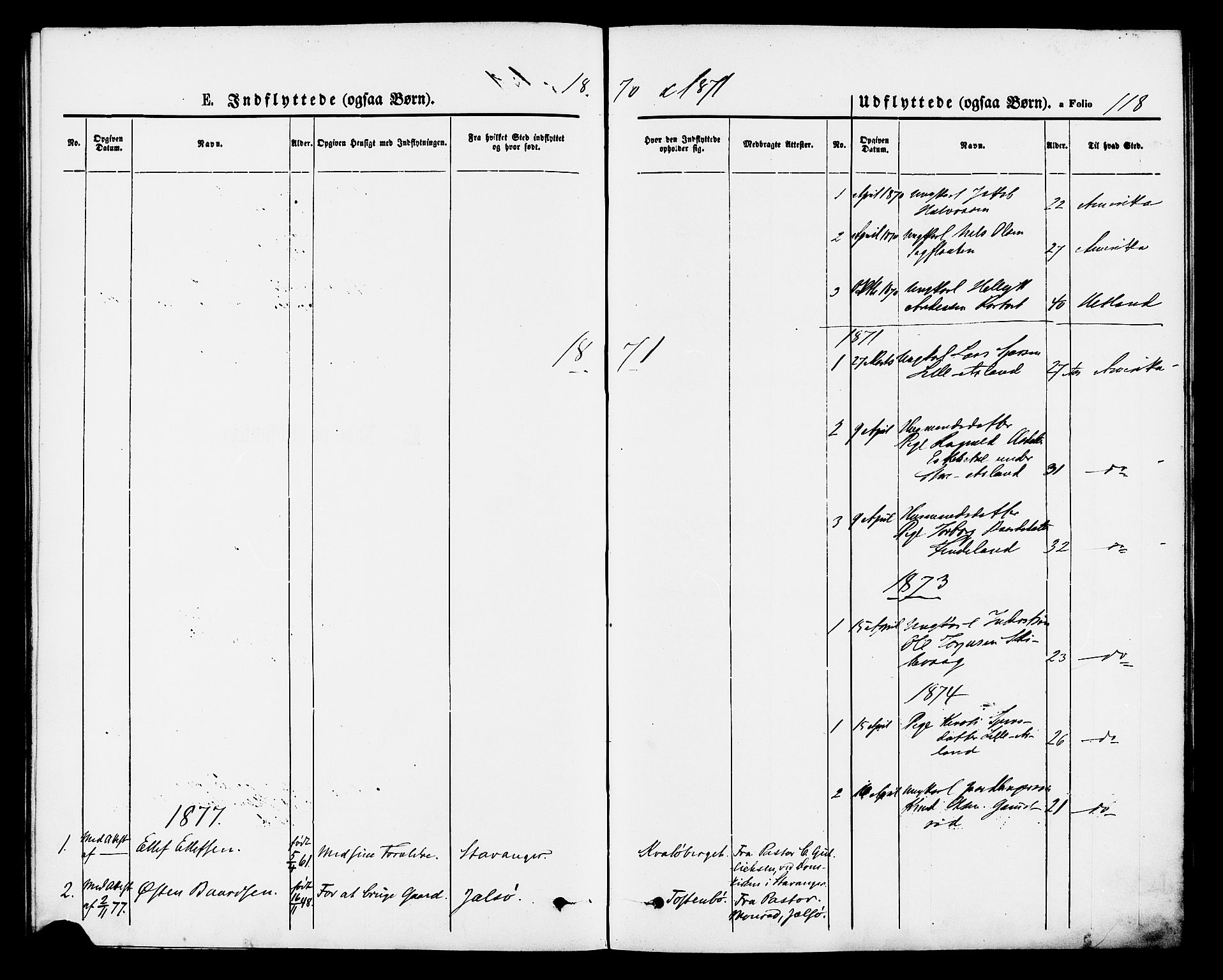 Vikedal sokneprestkontor, SAST/A-101840/01/IV: Parish register (official) no. A 9, 1868-1885, p. 118