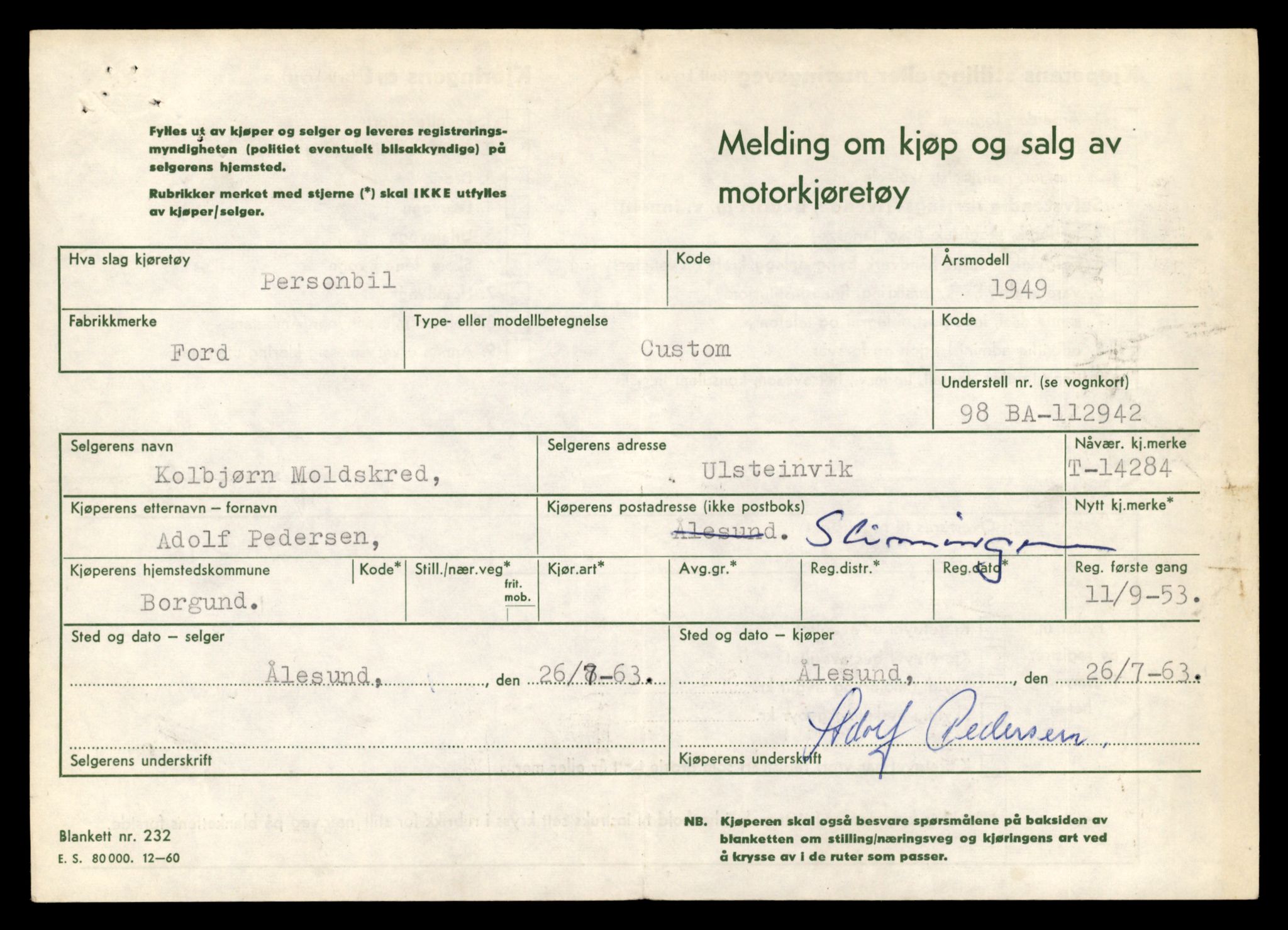 Møre og Romsdal vegkontor - Ålesund trafikkstasjon, AV/SAT-A-4099/F/Fe/L0044: Registreringskort for kjøretøy T 14205 - T 14319, 1927-1998, p. 2355