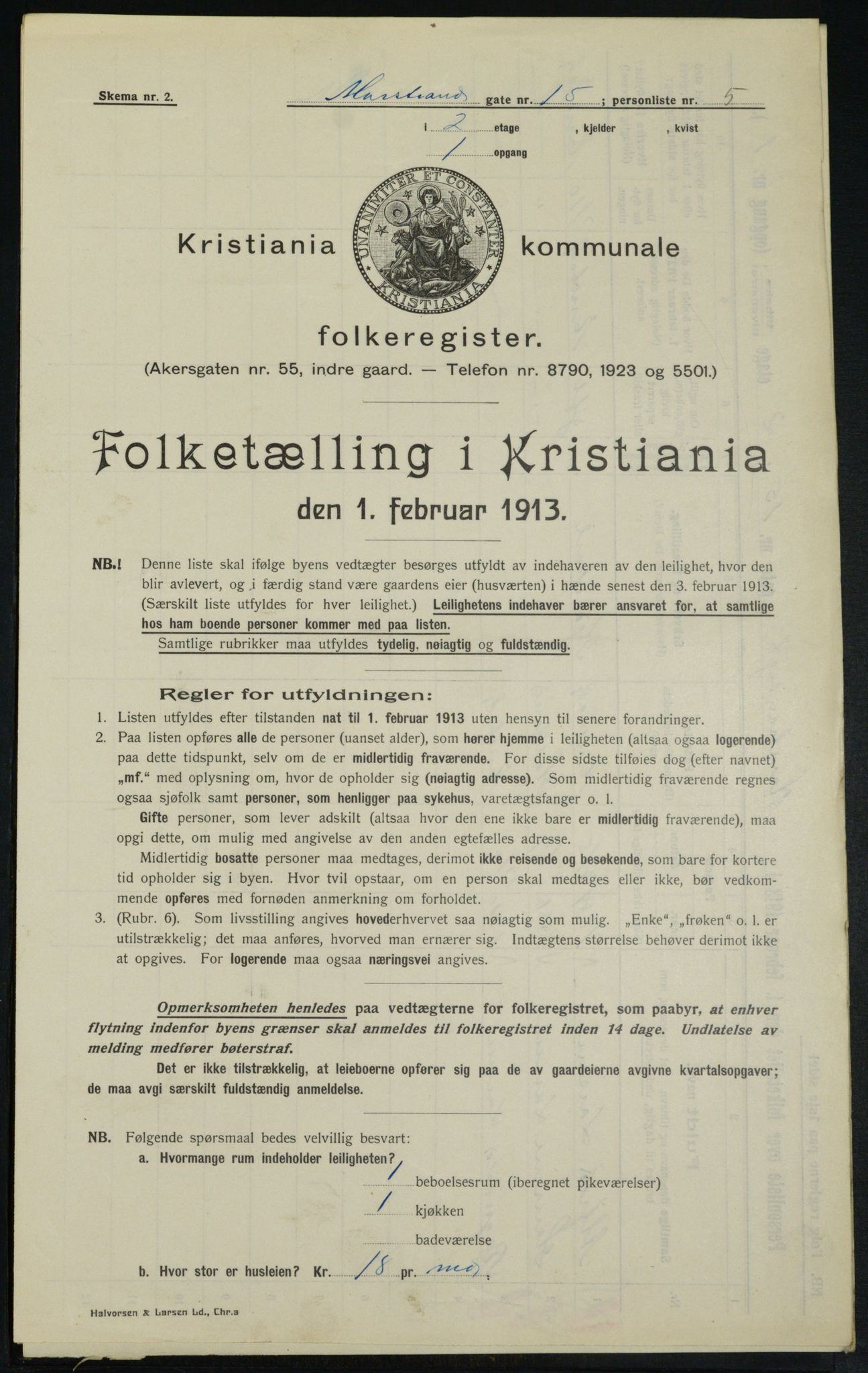 OBA, Municipal Census 1913 for Kristiania, 1913, p. 64578