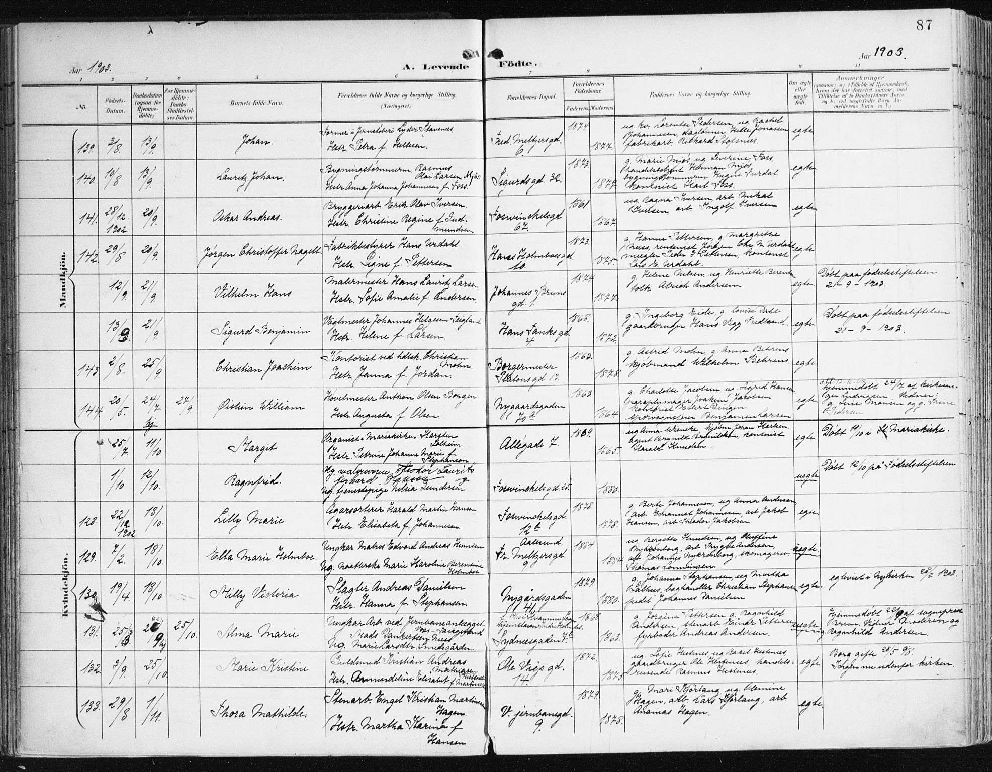 Johanneskirken sokneprestembete, AV/SAB-A-76001/H/Haa/L0002: Parish register (official) no. A 2, 1900-1912, p. 87