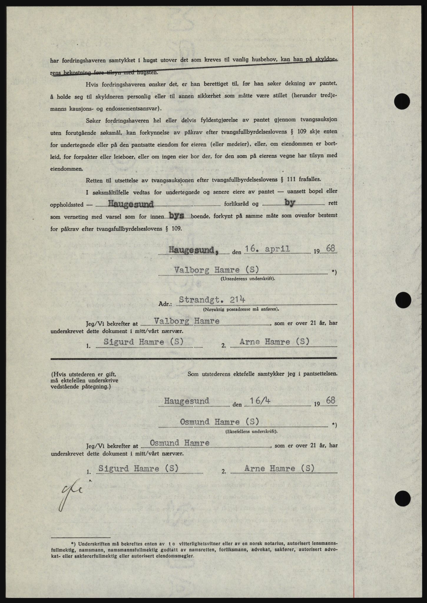 Haugesund tingrett, SAST/A-101415/01/II/IIC/L0058: Mortgage book no. B 58, 1967-1968, Diary no: : 939/1968