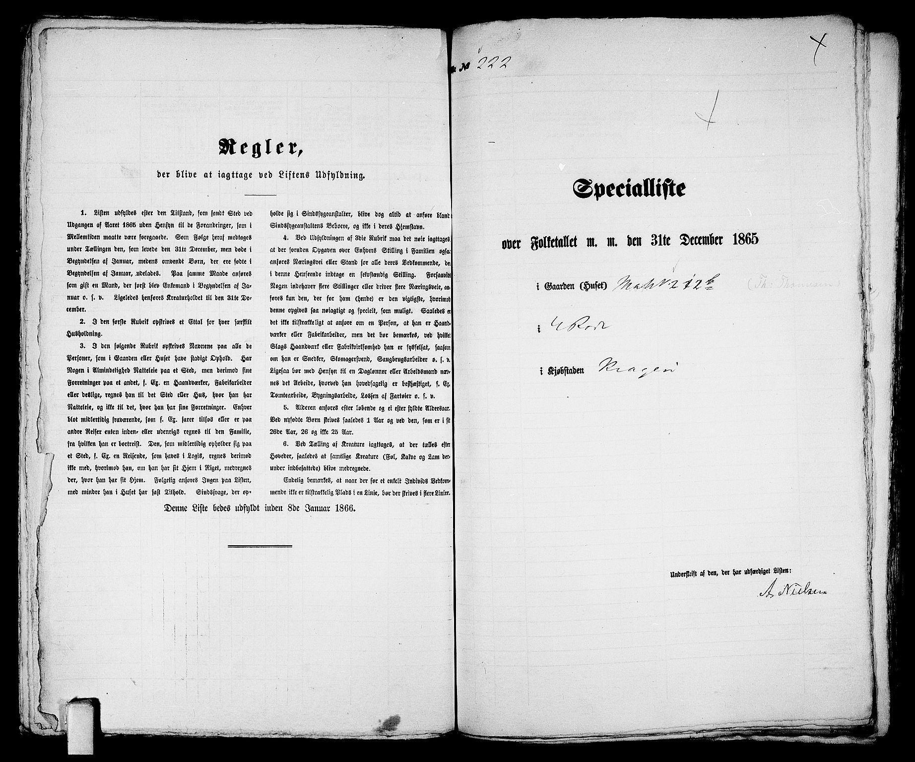 RA, 1865 census for Kragerø/Kragerø, 1865, p. 454