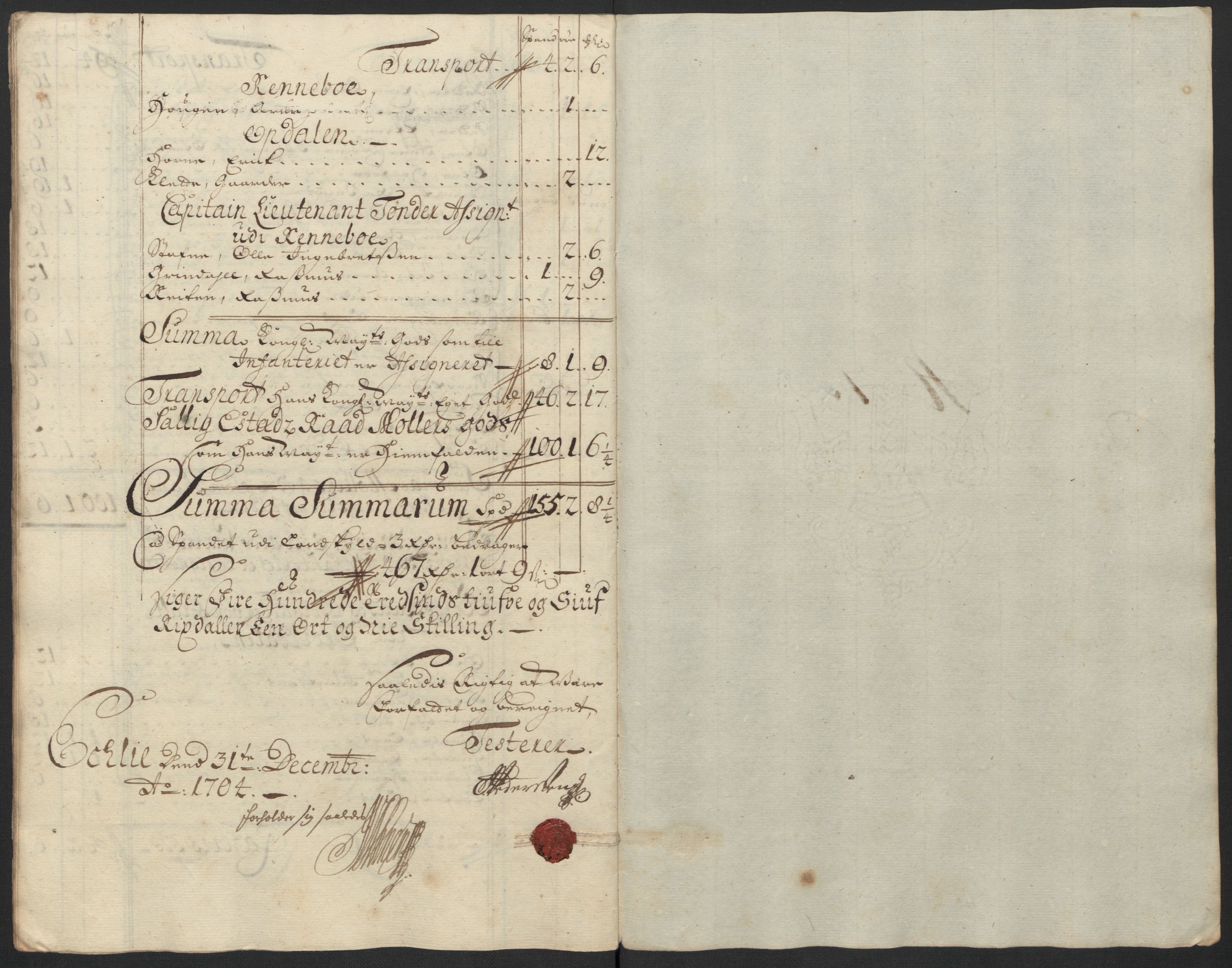 Rentekammeret inntil 1814, Reviderte regnskaper, Fogderegnskap, RA/EA-4092/R60/L3954: Fogderegnskap Orkdal og Gauldal, 1704, p. 138