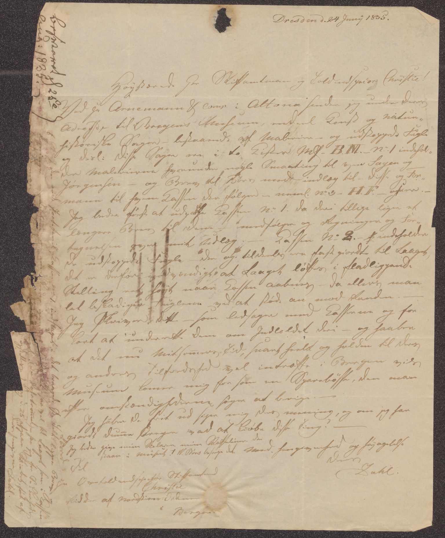 Bergens Museum, UMB/A007/D/Da/L0007/0003: Brevsamling 1834 - 1835 / Brevsamling 1835, 1835