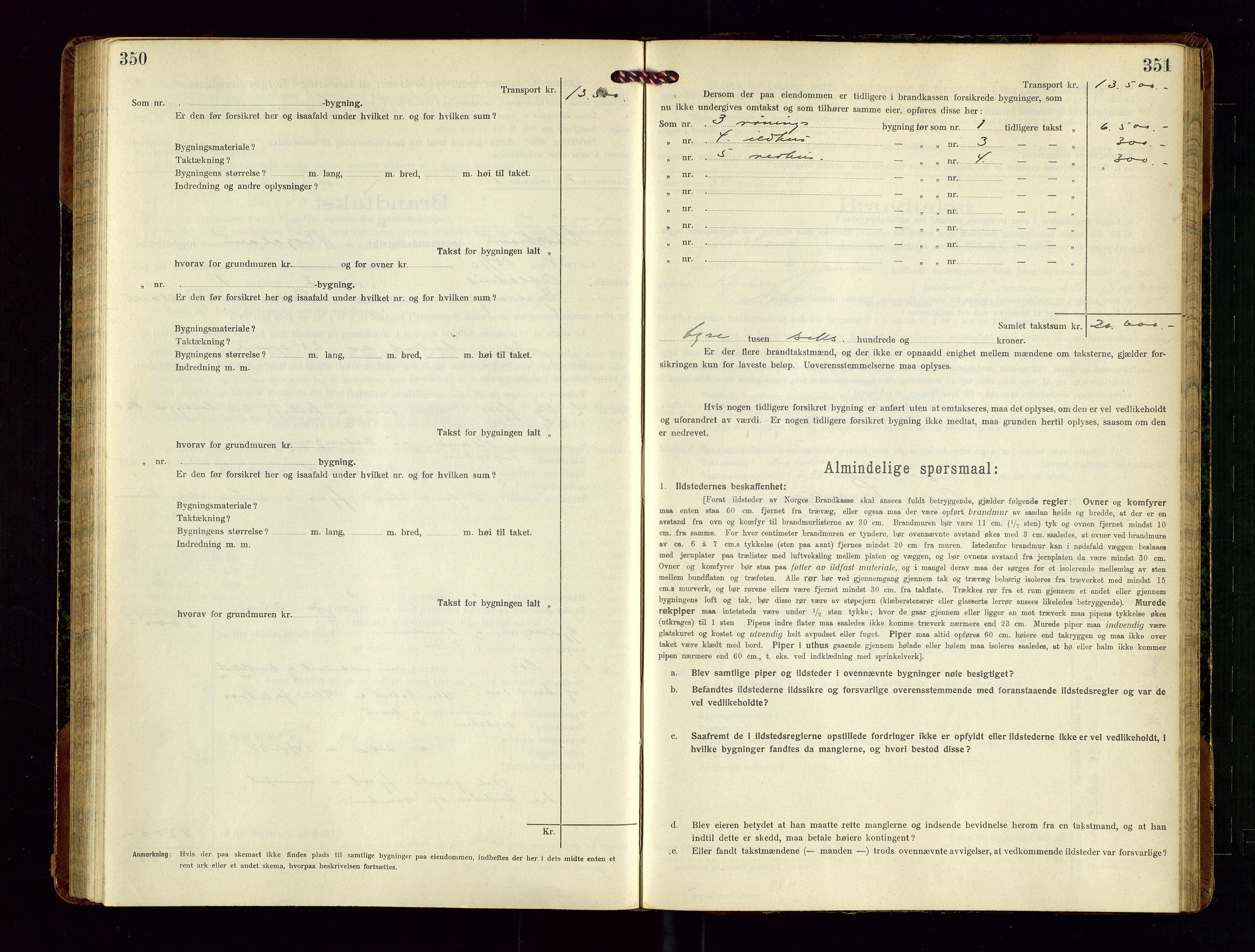 Nedstrand lensmannskontor, SAST/A-100236/Gob/L0002: "Brandtakstprotokol for Nerstrand lensmandsdistrikt Rogaland Fylke", 1916-1949, p. 350-351