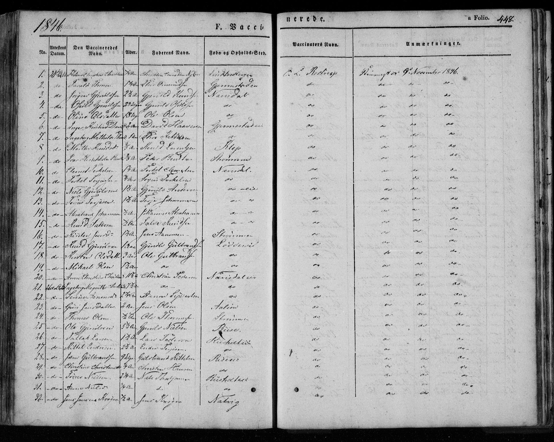 Øyestad sokneprestkontor, SAK/1111-0049/F/Fa/L0014: Parish register (official) no. A 14, 1843-1856, p. 448