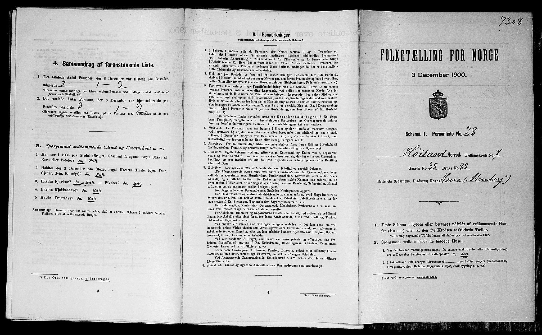 SAST, 1900 census for Høyland, 1900, p. 647