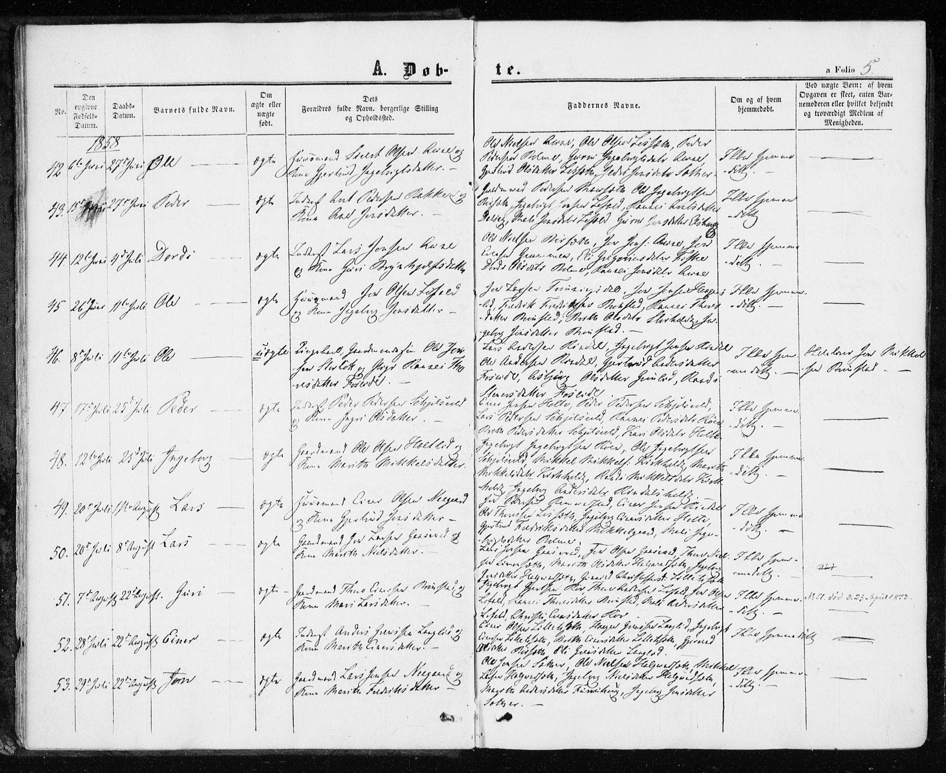 Ministerialprotokoller, klokkerbøker og fødselsregistre - Møre og Romsdal, AV/SAT-A-1454/598/L1067: Parish register (official) no. 598A01, 1858-1871, p. 5