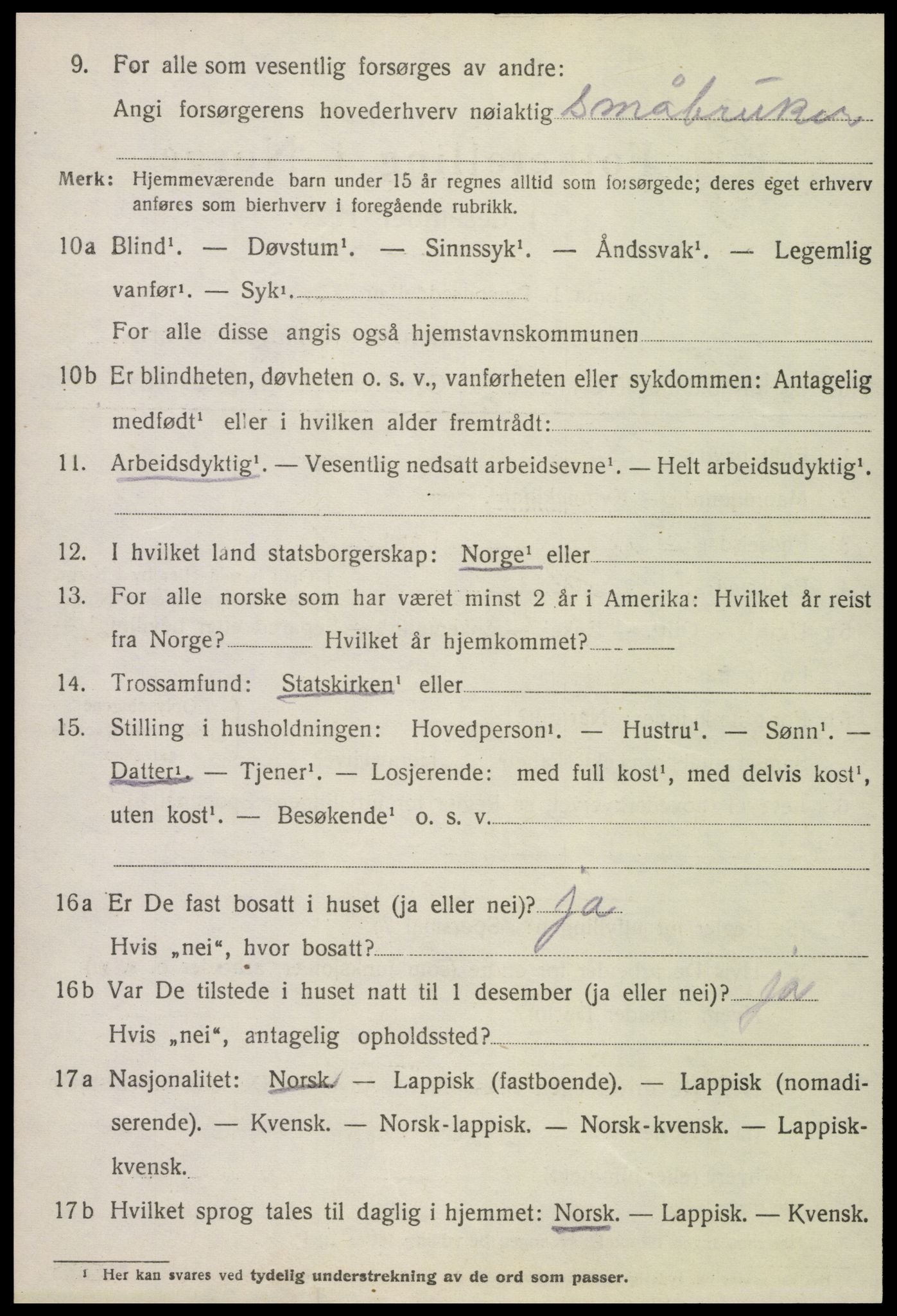 SAT, 1920 census for Meløy, 1920, p. 8318