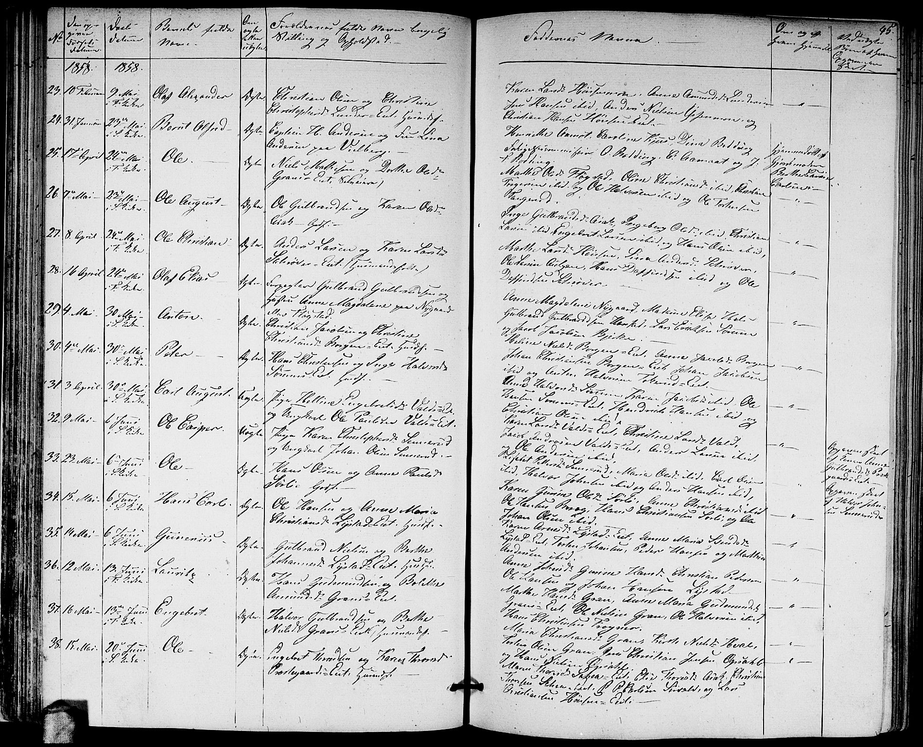 Sørum prestekontor Kirkebøker, AV/SAO-A-10303/G/Ga/L0003: Parish register (copy) no. I 3, 1846-1863, p. 45