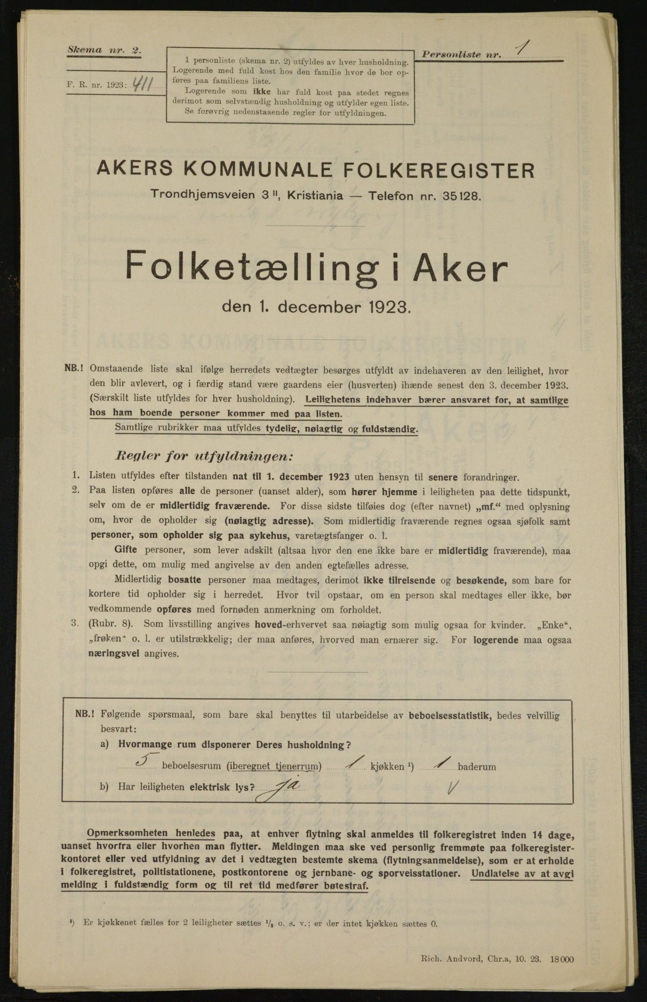 , Municipal Census 1923 for Aker, 1923, p. 9968